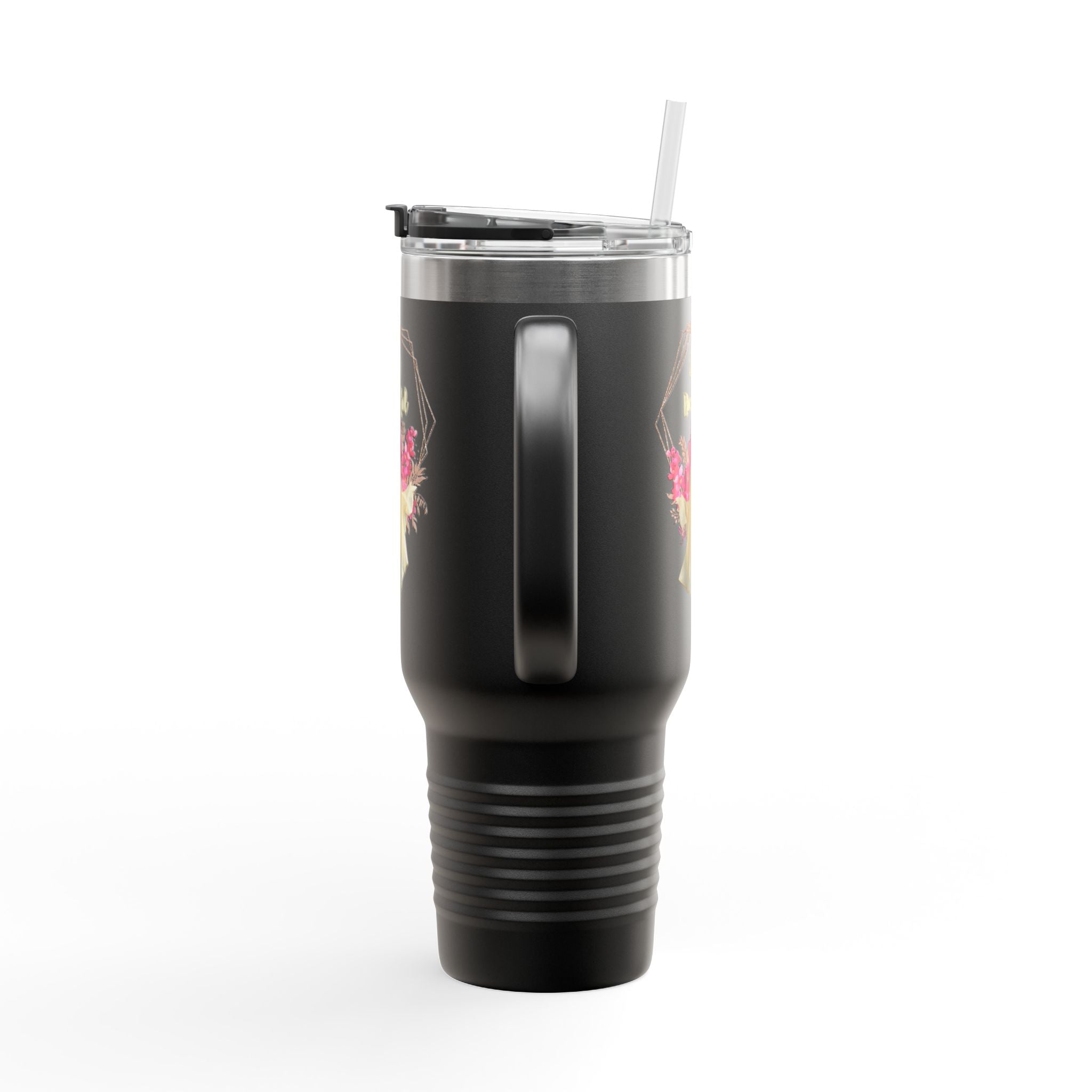 Spooky Floral Insulated Travel Mug, Perfect for Halloween, Ghost Lovers, Coffee Enthusiasts, Unique Gift Idea, 40oz Mug
