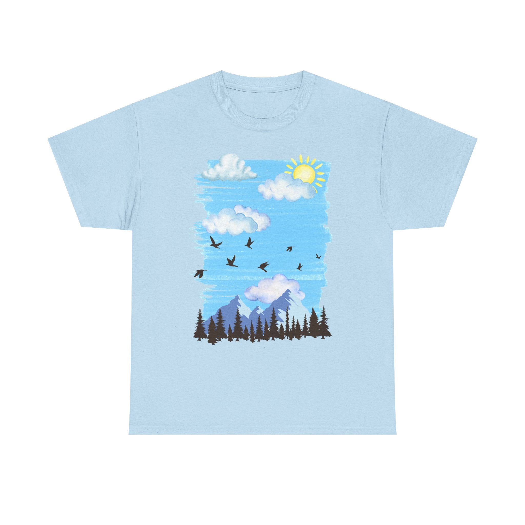 Sunny Sky Nature Tee, Comfortable T-Shirt for Outdoor Lovers, Unisex Tee for Hiking, Gifts for Nature Enthusiasts, Casual Wear, Summer Style