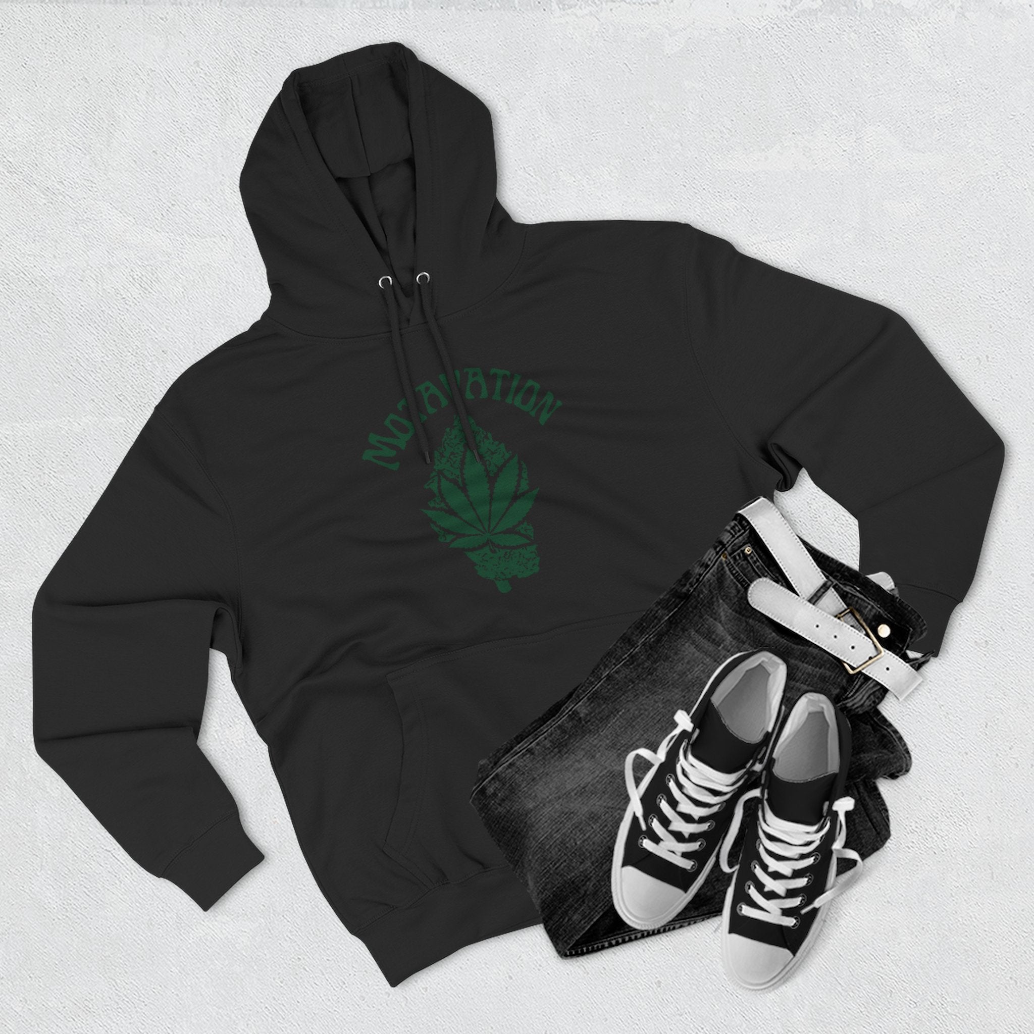 Fleece Hoodie - Motavation Marijuana Leaf & Bud Design