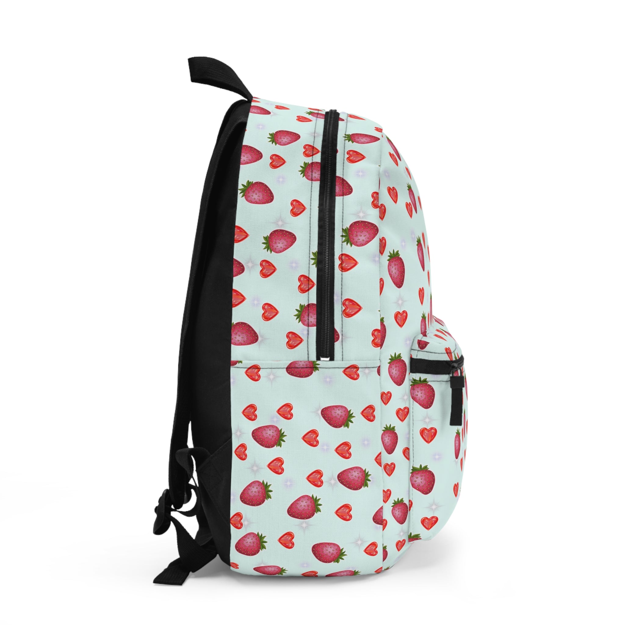 Strawberry Heart Backpack - Cute School Bag, Gift for Kids, Trendy Accessories, Strawberry Lover Gift, Back to School Essentials