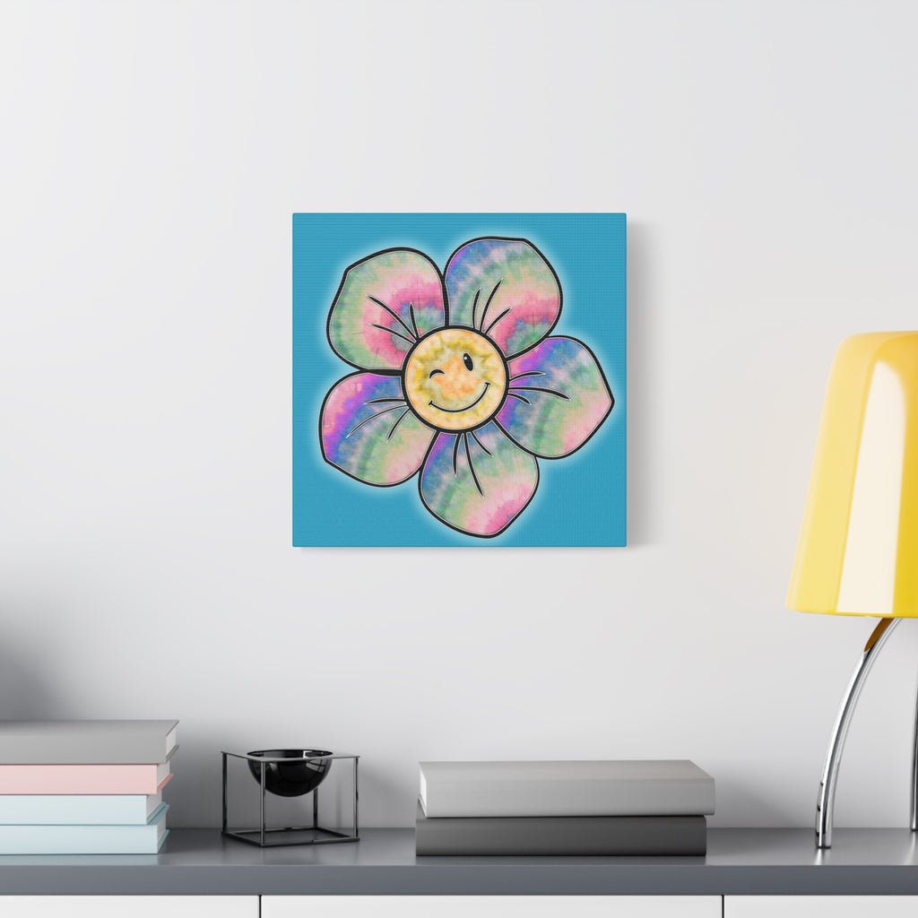 Canvas Print - Psychedelic Flower with Tye-Dye Petals and Winky Face