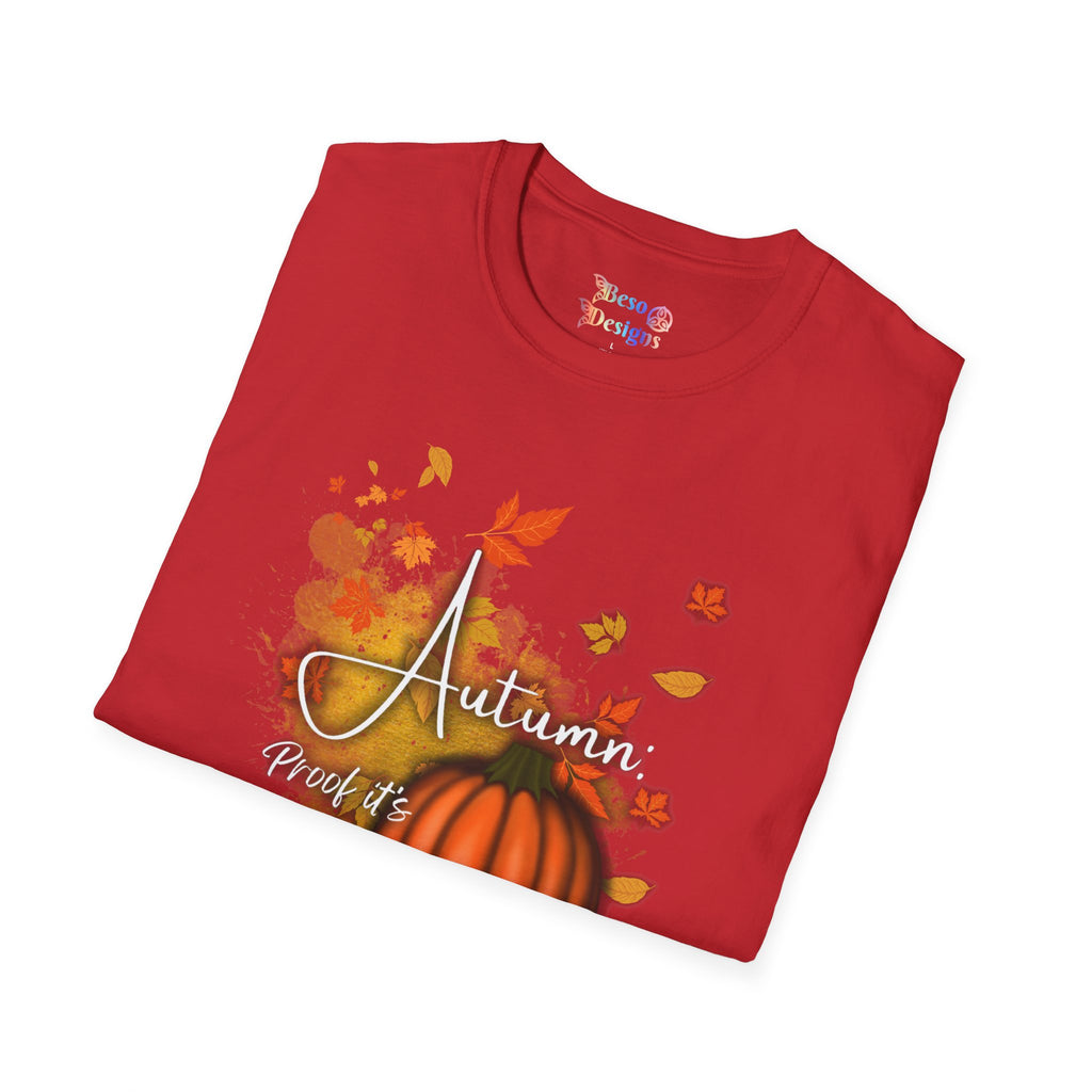 Autumn Vibes Unisex Softstyle T-Shirt, Fall Shirt, Pumpkin Tee, Seasonal Apparel, Comfortable Casual Wear, Perfect for Autumn Celebrations