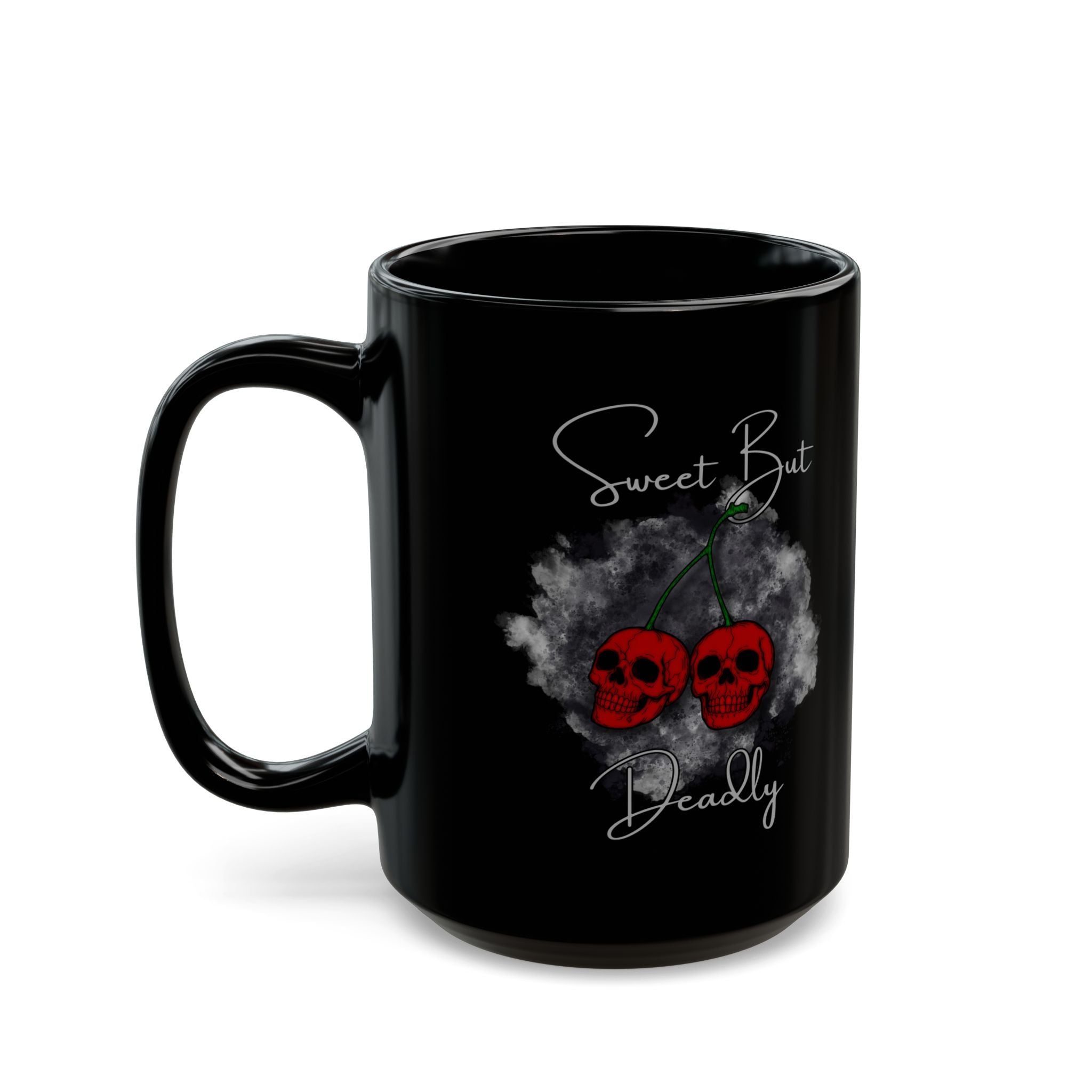 Sweet but Deadly Skull Cherries Mug — Black Ceramic Coffee Cup (11oz, 15oz)