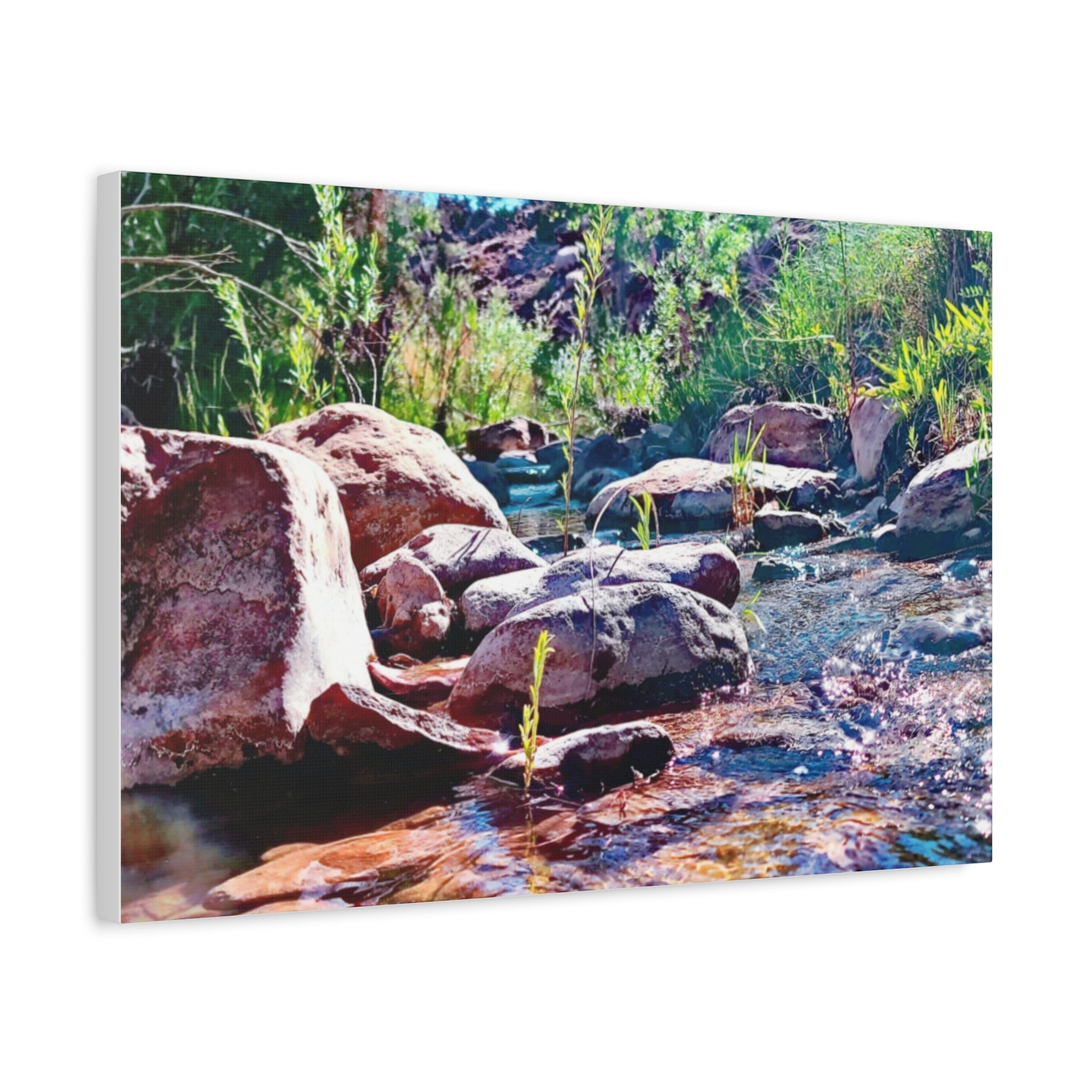 White Water Stream Art Canvas