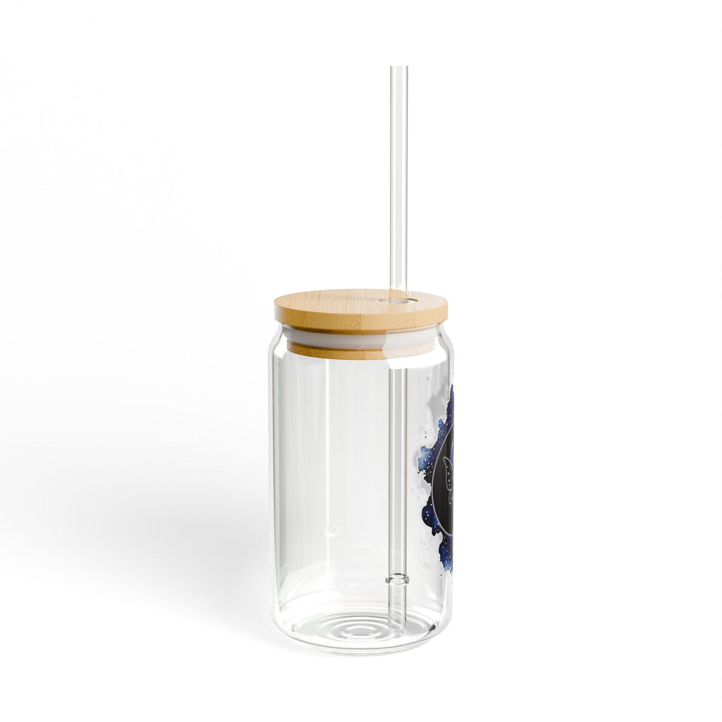 Cosmic Sipper Glass, 16oz | Galaxy Themed Drinkware, Unique Glass Mug, Space Lover Gift, Portable Beverage Container, Eco-Friendly Straw