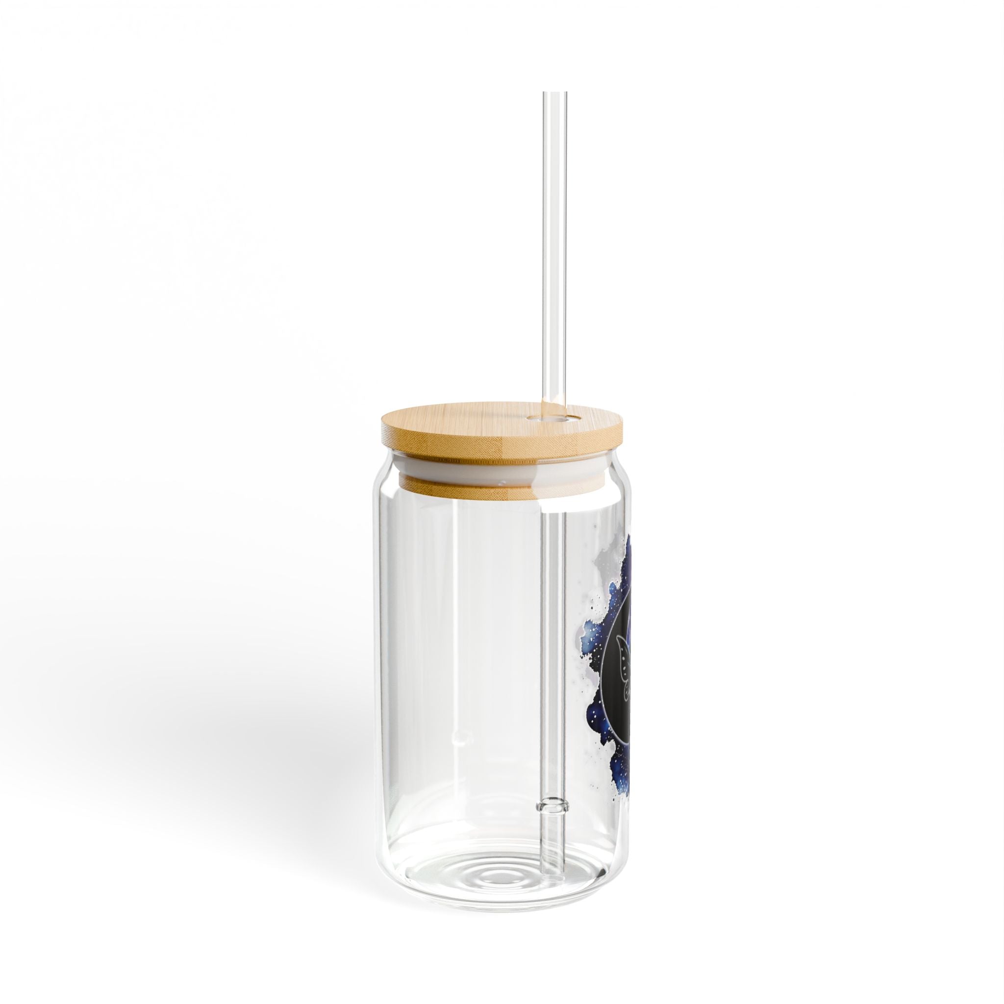 Cosmic Sipper Glass, 16oz | Galaxy Themed Drinkware, Unique Glass Mug, Space Lover Gift, Portable Beverage Container, Eco-Friendly Straw