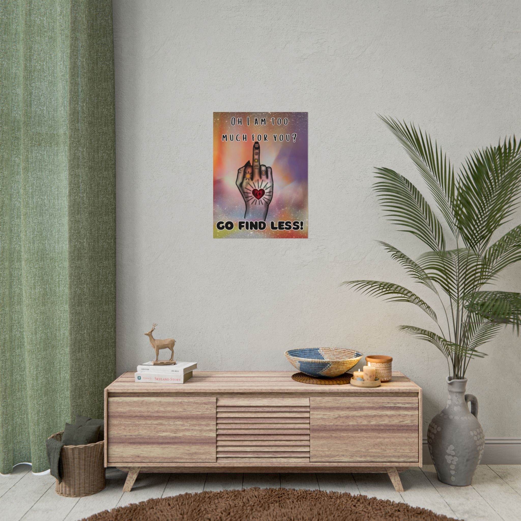 Poster Print - Too Much Attitude Middle Finger Tattooed Hand Design