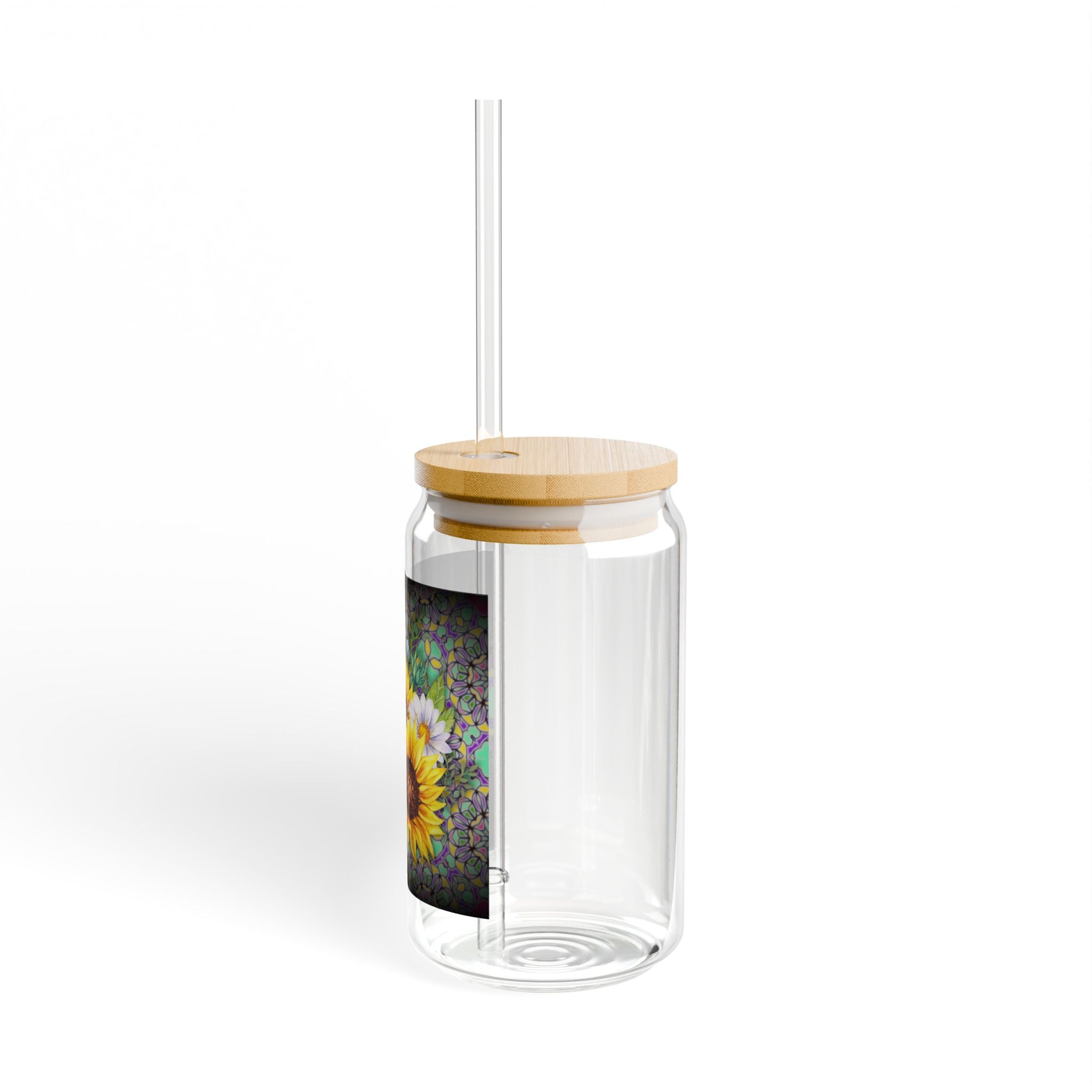 Sunflower and daisy floral Sipper Glass