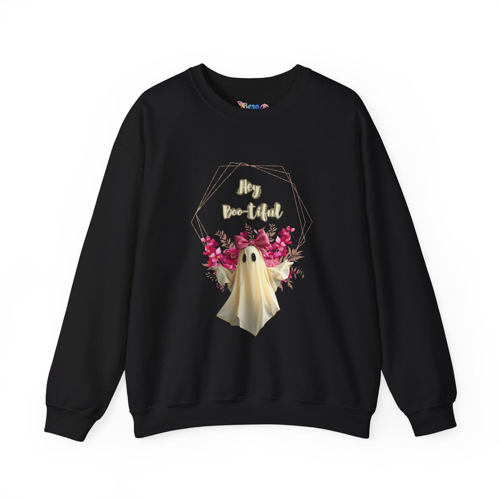 Spooky Floral Ghost Sweatshirt - Halloween, Unisex Crewneck, Cozy Fall Apparel, Gift for Friends, Cute Ghost Design