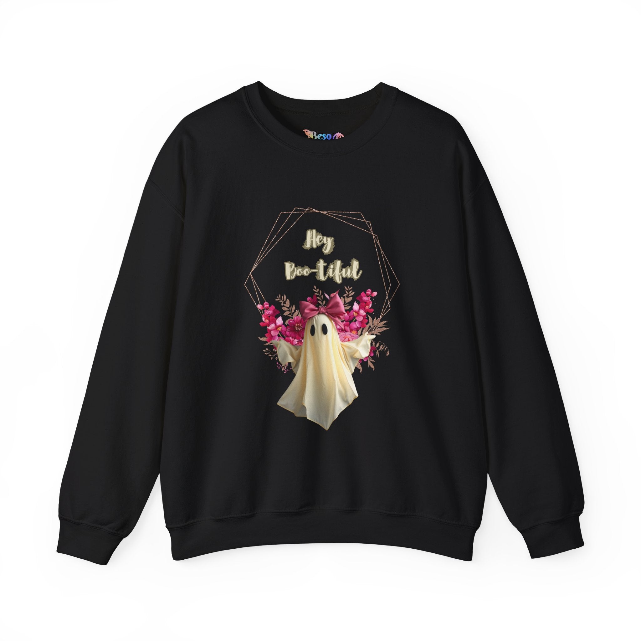 Spooky Floral Ghost Sweatshirt - Halloween, Unisex Crewneck, Cozy Fall Apparel, Gift for Friends, Cute Ghost Design