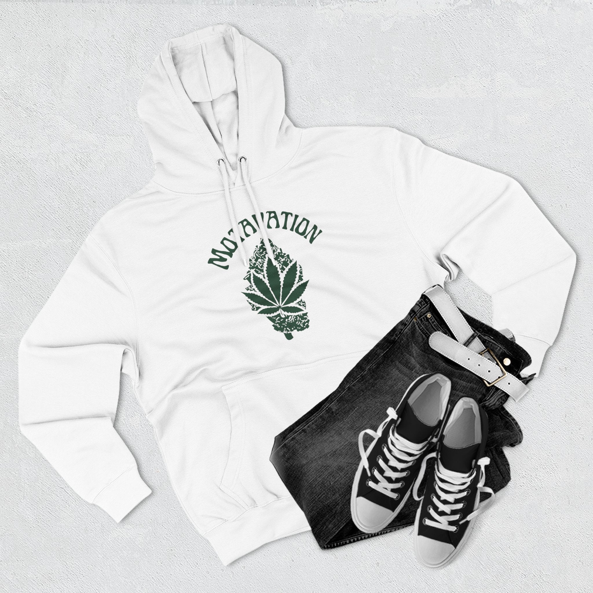 Fleece Hoodie - Motavation Marijuana Leaf & Bud Design