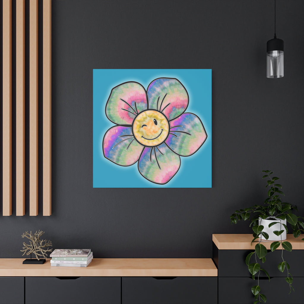 Canvas Print - Psychedelic Flower with Tye-Dye Petals and Winky Face