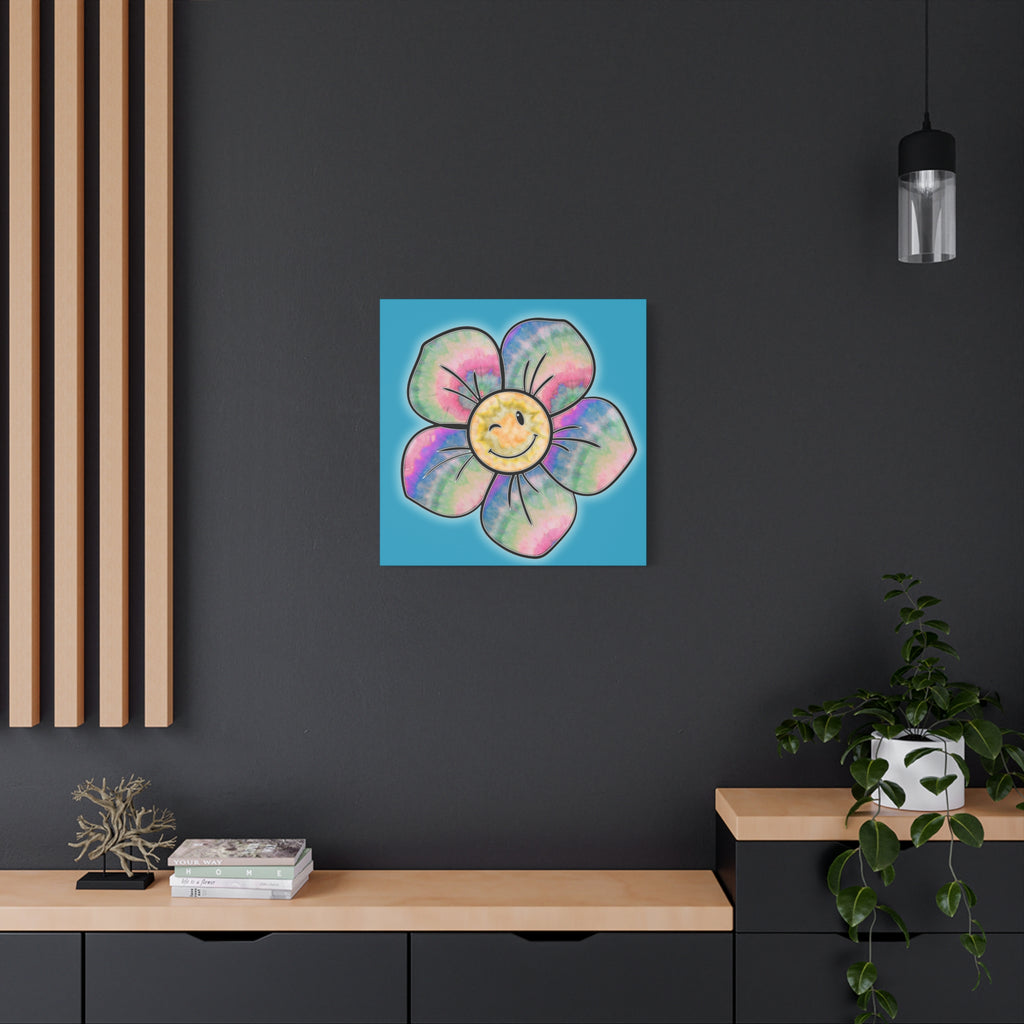 Canvas Print - Psychedelic Flower with Tye-Dye Petals and Winky Face