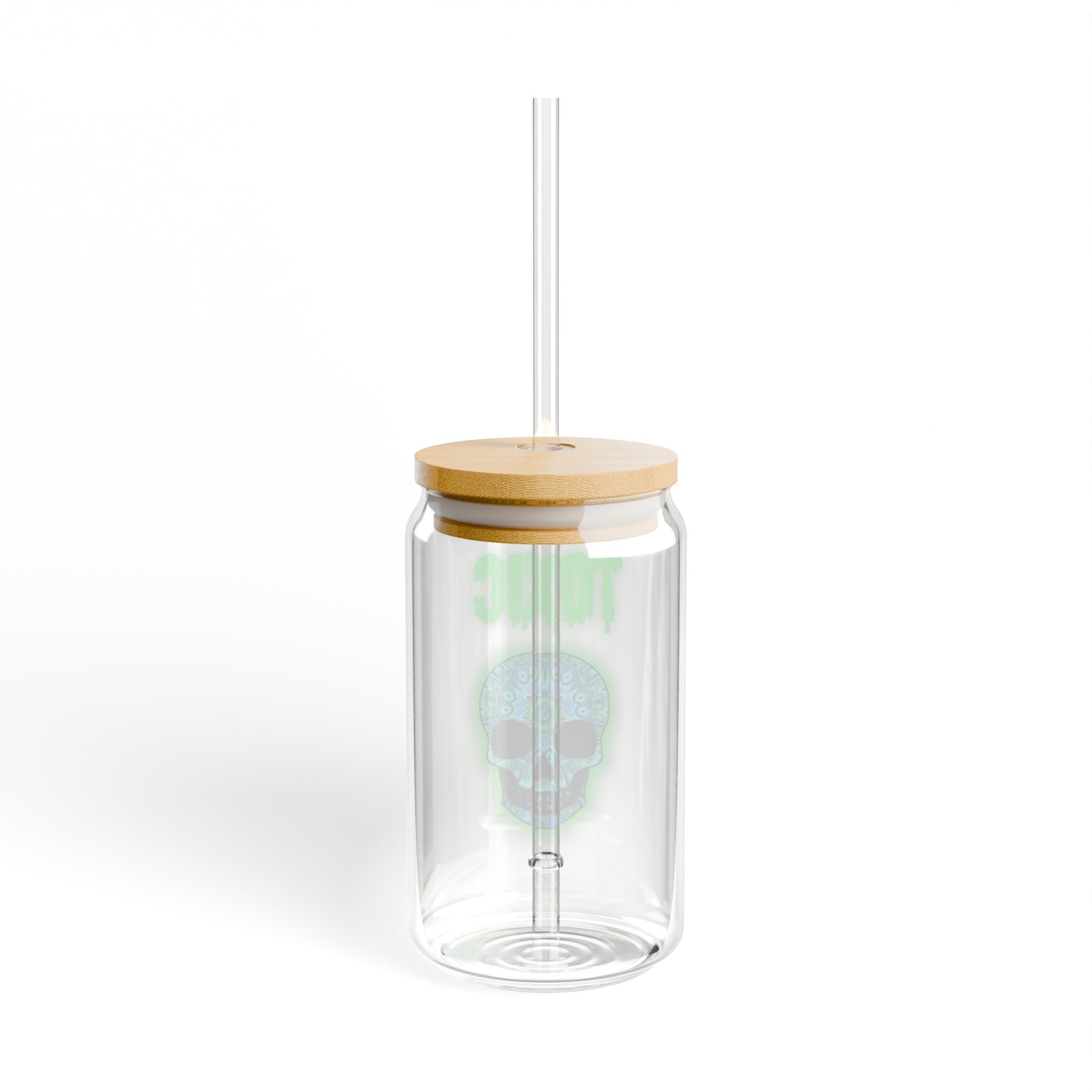 Toxic Skull Sipper Glass, 16oz – Fun Drinkware, Halloween Party Decor, Gift for Goth Lovers, Eco-Friendly Straw Cup, Stylish Hydration