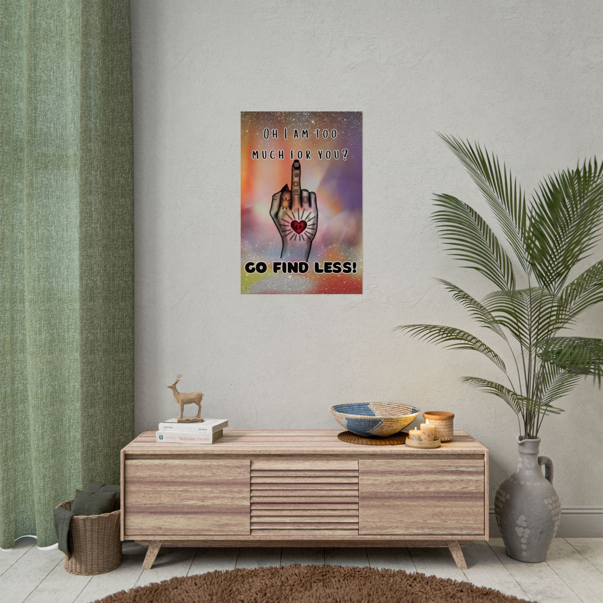 Poster Print - Too Much Attitude Middle Finger Tattooed Hand Design