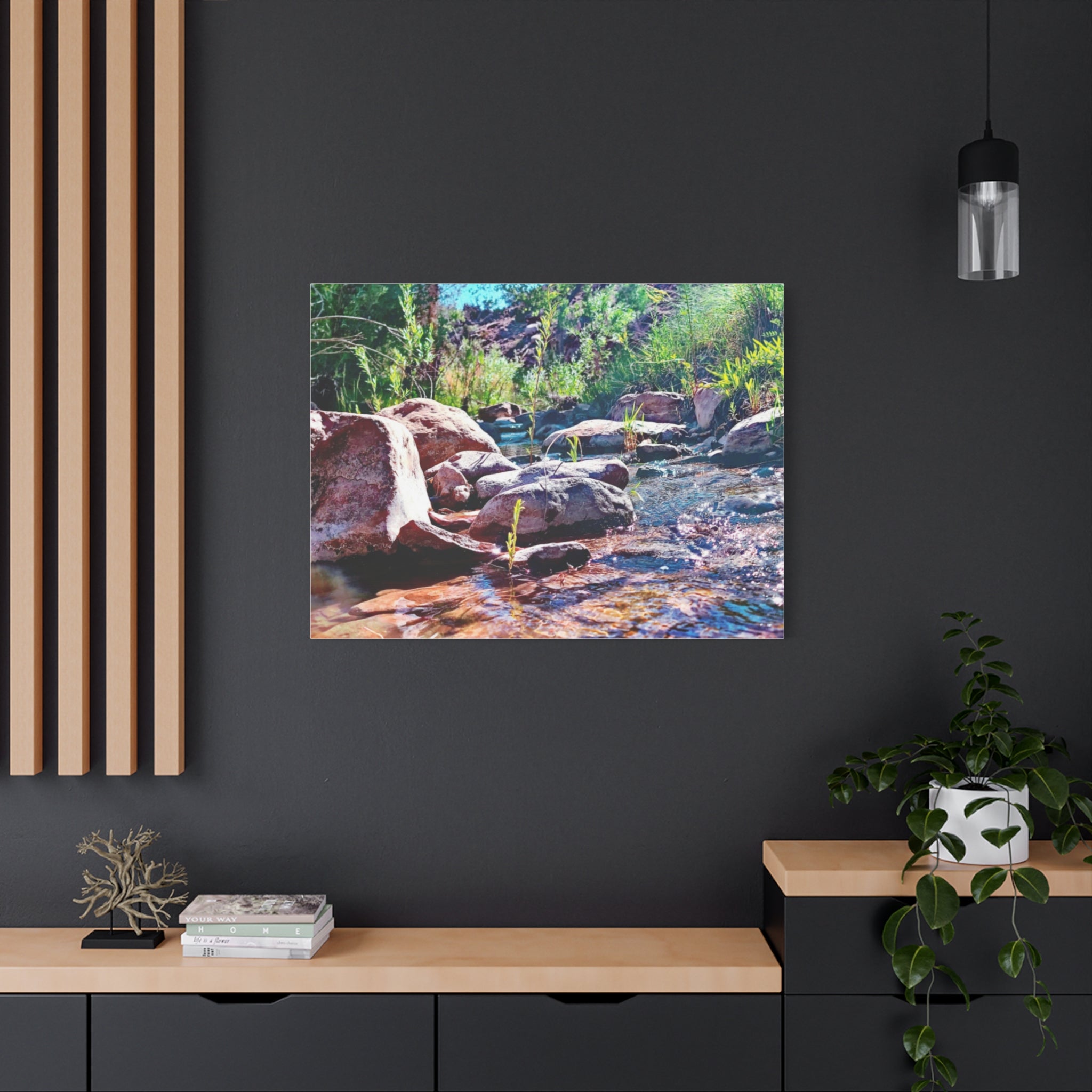 White Water Stream Art Canvas