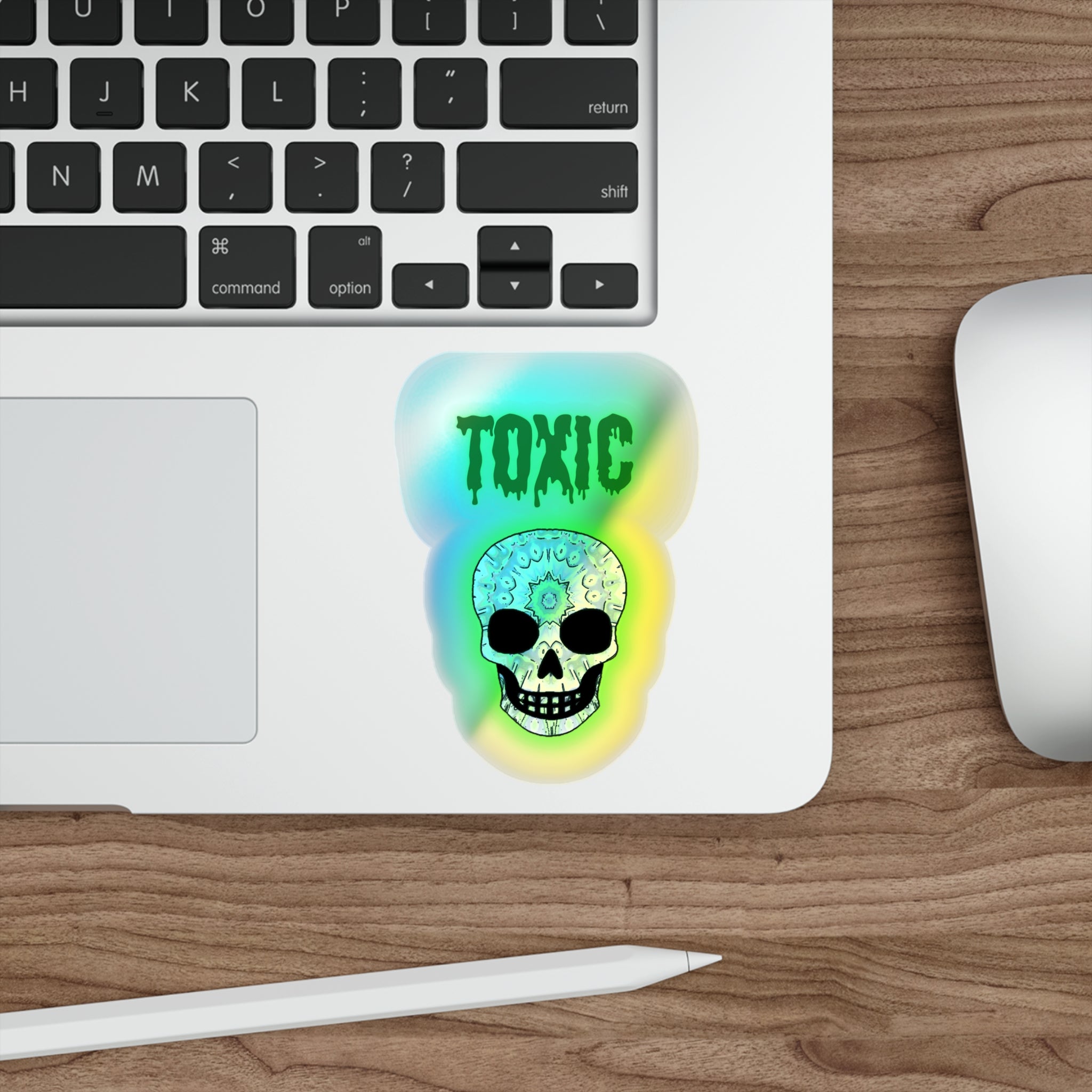 Holographic Skull Stickers, Edgy Die-Cut Stickers for Skateboards, Laptop Decor, Festival Gear, Toxic Vibe Accessories