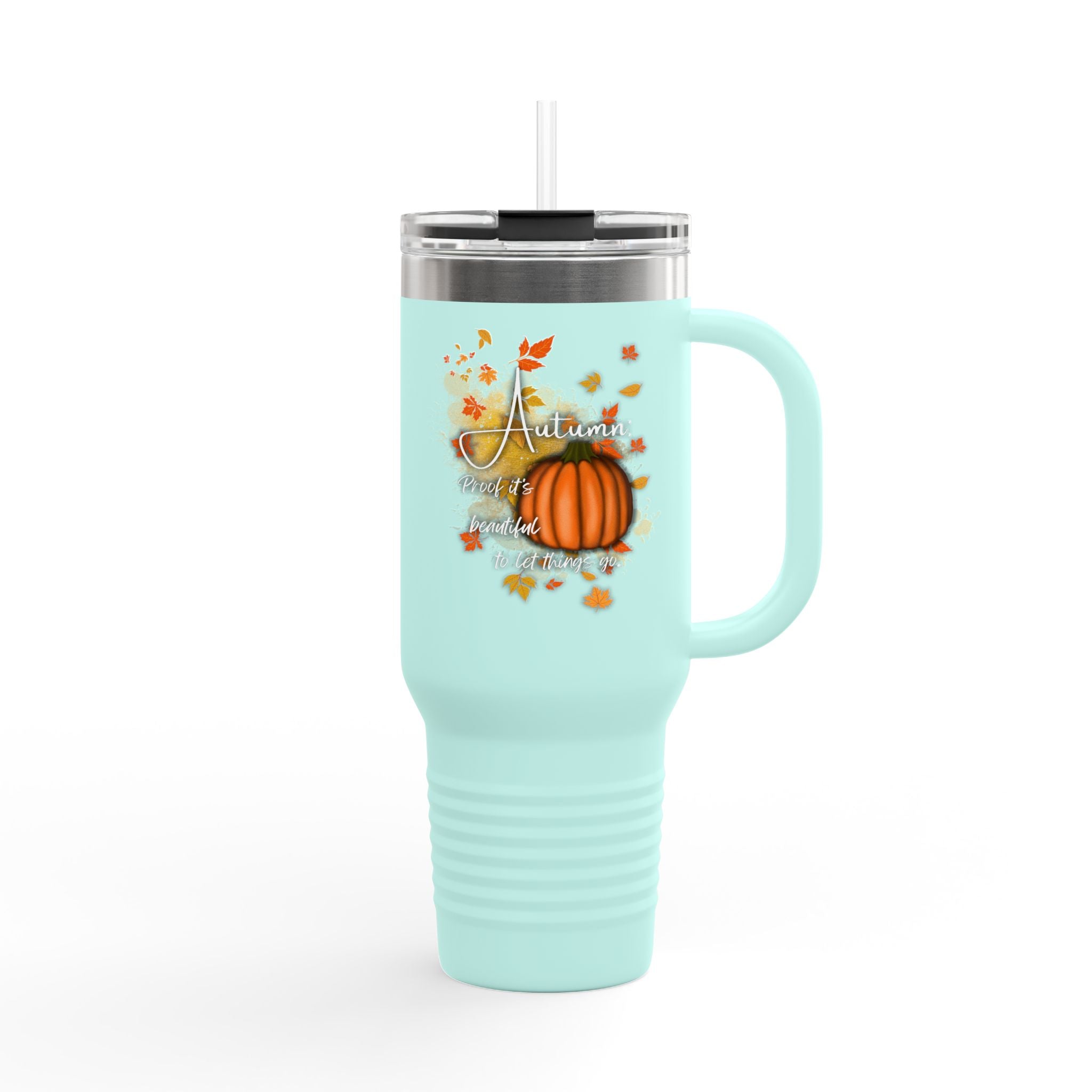 Autumn Insulated Travel Mug, 40oz | Fall Coffee Cup, Pumpkin Design, Holiday Gift, Travel Drinkware, Seasonal Beverage Container