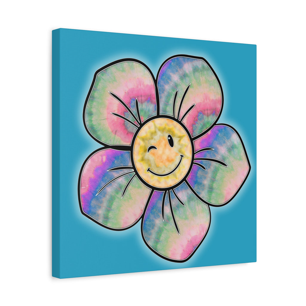 Canvas Print - Psychedelic Flower with Tye-Dye Petals and Winky Face