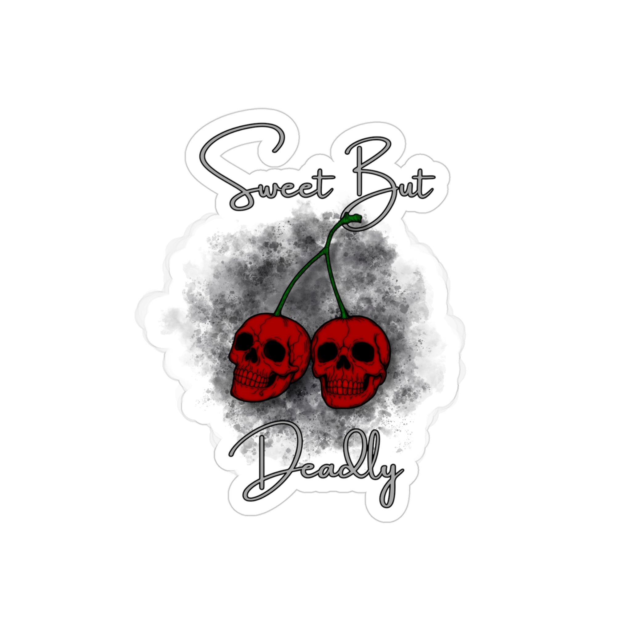 Sweet But Deadly Cherry Skull Sticker — Die-Cut Transparent Outdoor Sticker