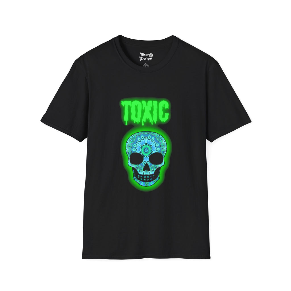 Toxic Skull Graphic Tee, Unisex Softstyle T-Shirt, Halloween Apparel, Edgy Streetwear, Gift for Him or Her