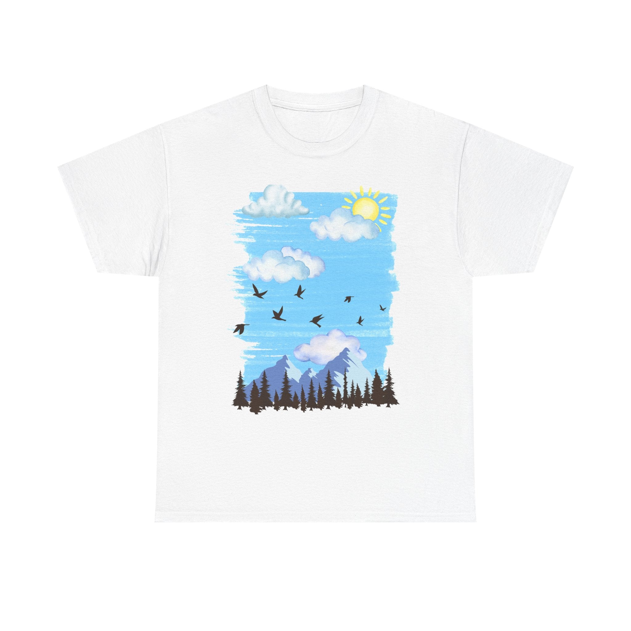 Sunny Sky Nature Tee, Comfortable T-Shirt for Outdoor Lovers, Unisex Tee for Hiking, Gifts for Nature Enthusiasts, Casual Wear, Summer Style