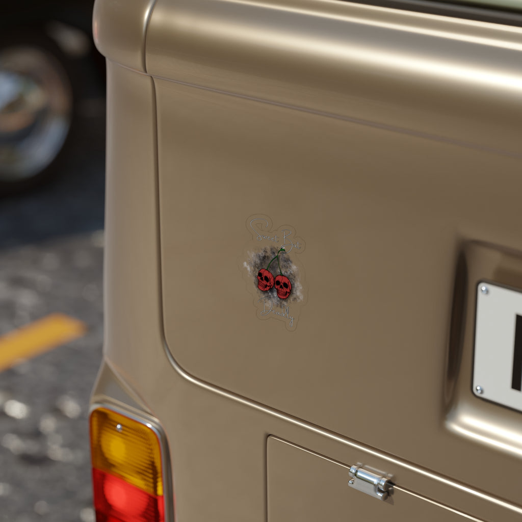 Sweet But Deadly Cherry Skull Sticker — Die-Cut Transparent Outdoor Sticker