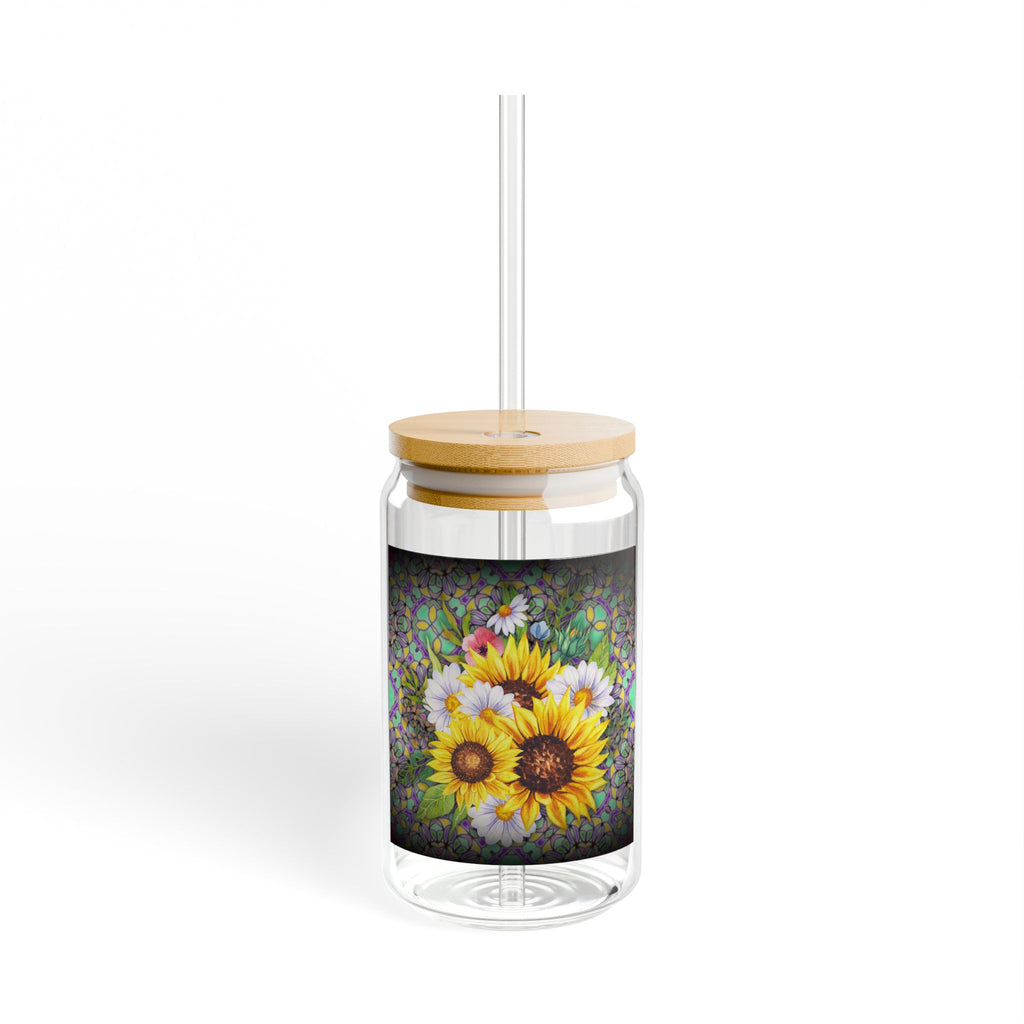 Sunflower and daisy floral Sipper Glass