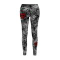 Skull Rose Leggings — Gothic Black Marble Print Women's Leggings