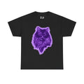 Purple Cat Graphic Tee, Unisex Heavy Cotton Shirt, Animal Lover Gift, Casual Wear, Unique Design, Halloween Apparel