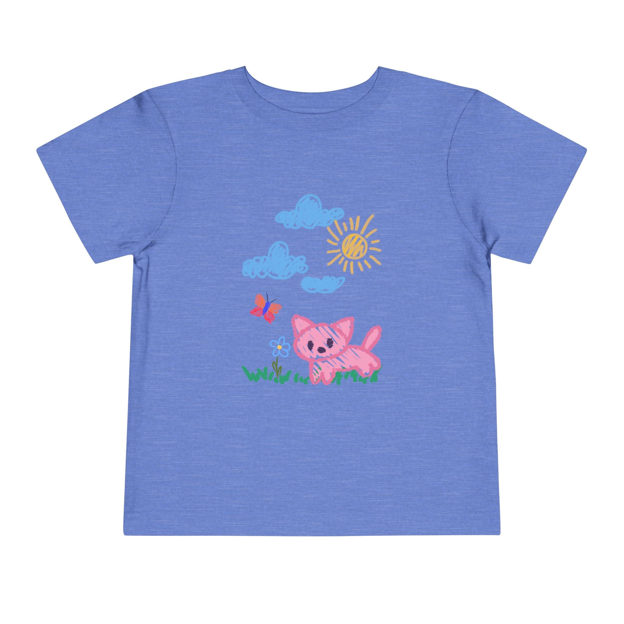 Toddler T-Shirt Cat Outside Crayon Drawing