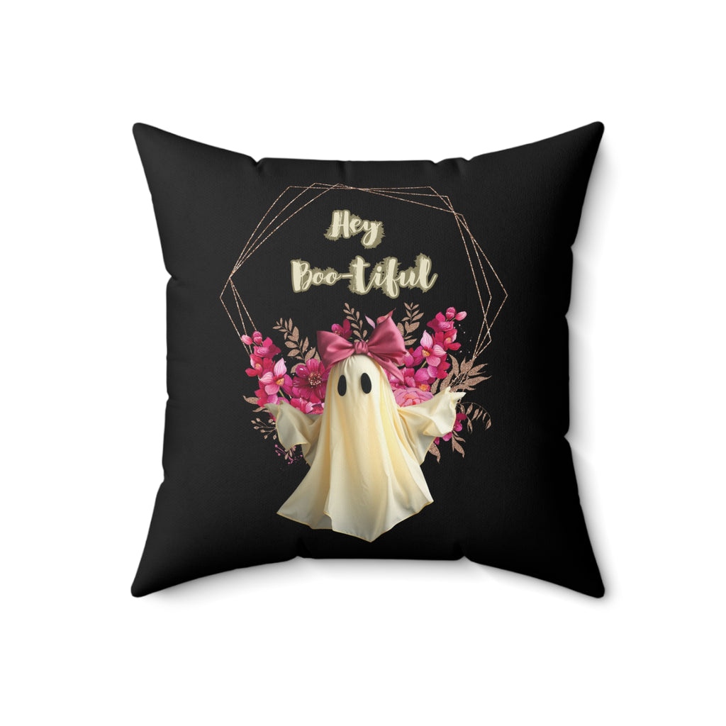 Hey Boo-tiful Halloween Pillow, Decorative Cushion, Ghost Home Decor, Spooky Pillow, Fall Decoration, Halloween Gift