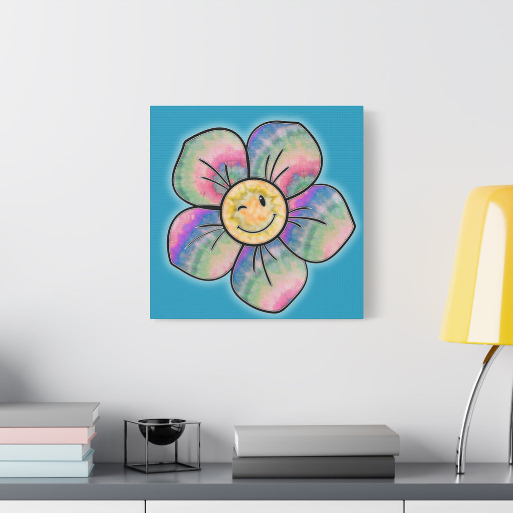 Canvas Print - Psychedelic Flower with Tye-Dye Petals and Winky Face