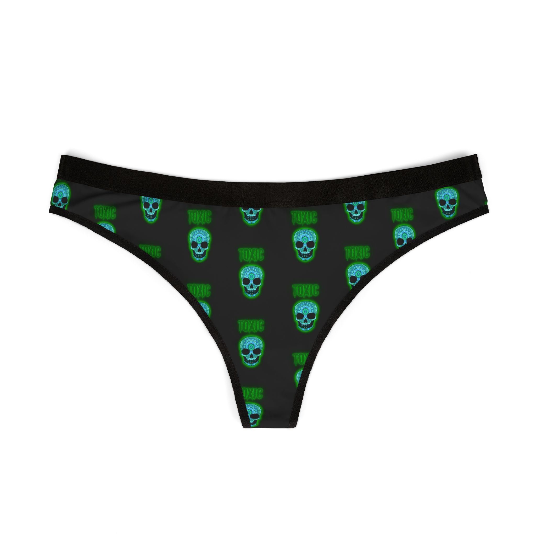 Edgy Skull Print Women's Thongs, Alternative Underwear, Halloween Gift, Fun Lingerie, Unique Sleepwear, Gothic Fashion