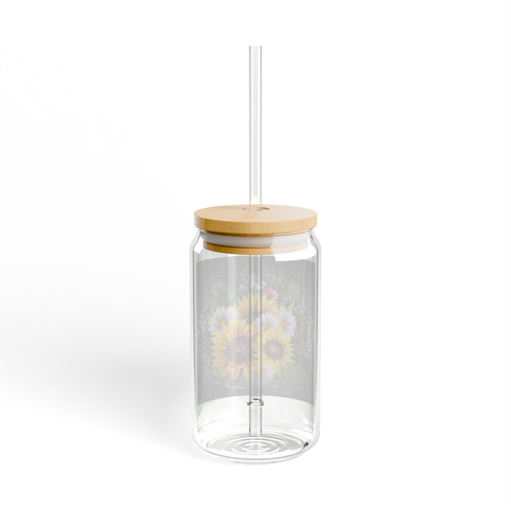 Sunflower and daisy floral Sipper Glass