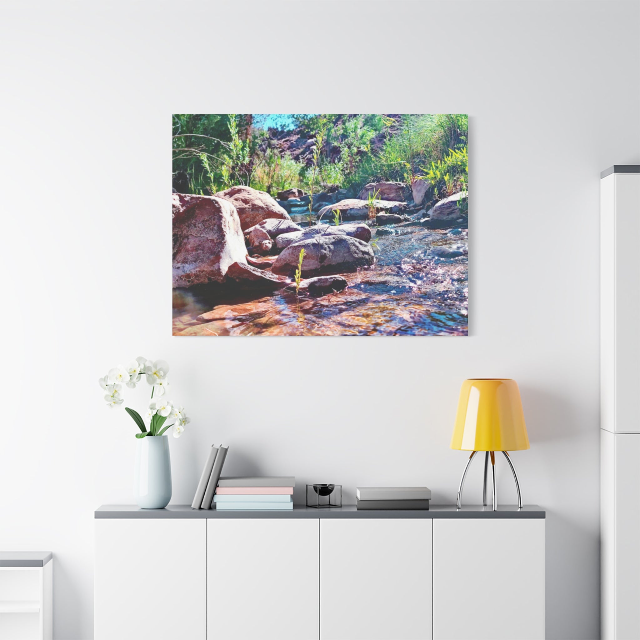 White Water Stream Art Canvas