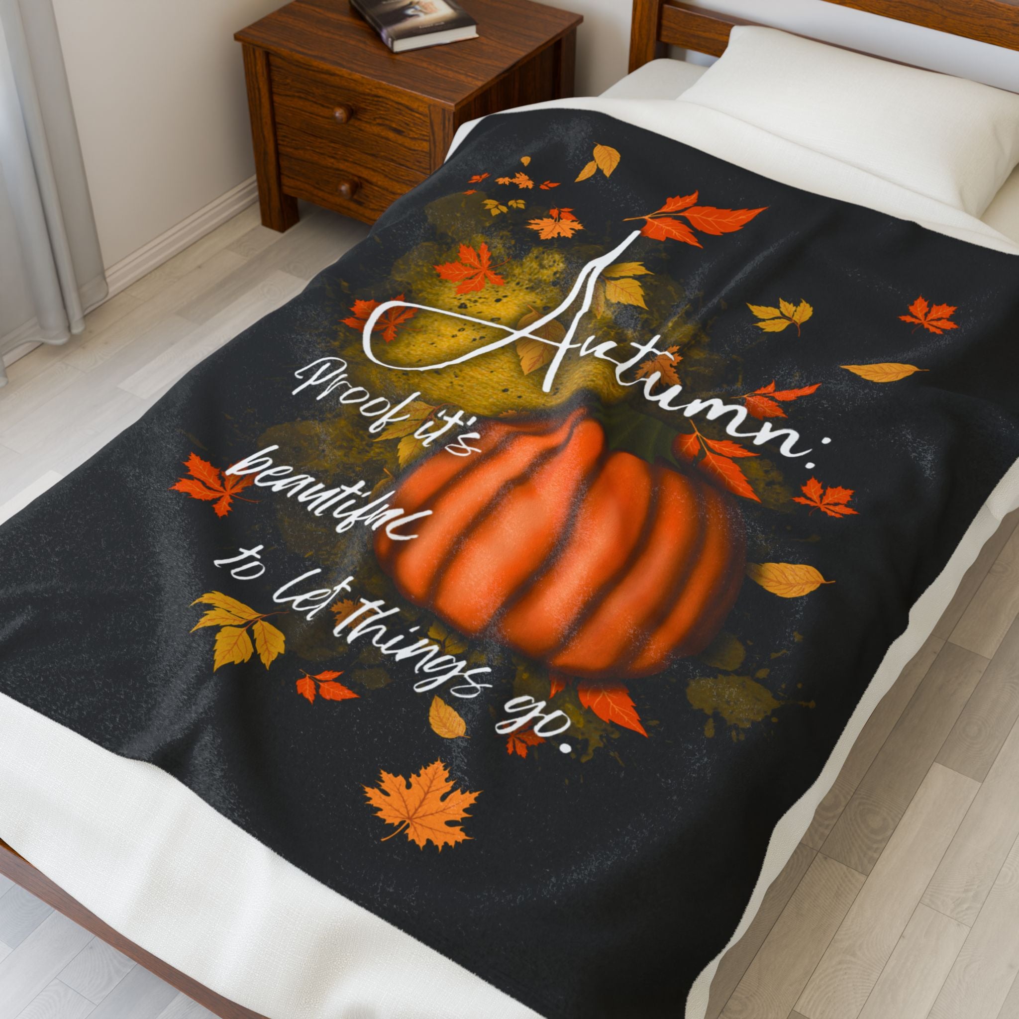 Autumn-Inspired Velveteen Plush Blanket - Cozy Fall Decor, Perfect for Thanksgiving, Gift for Nature Lovers, Home Comfort