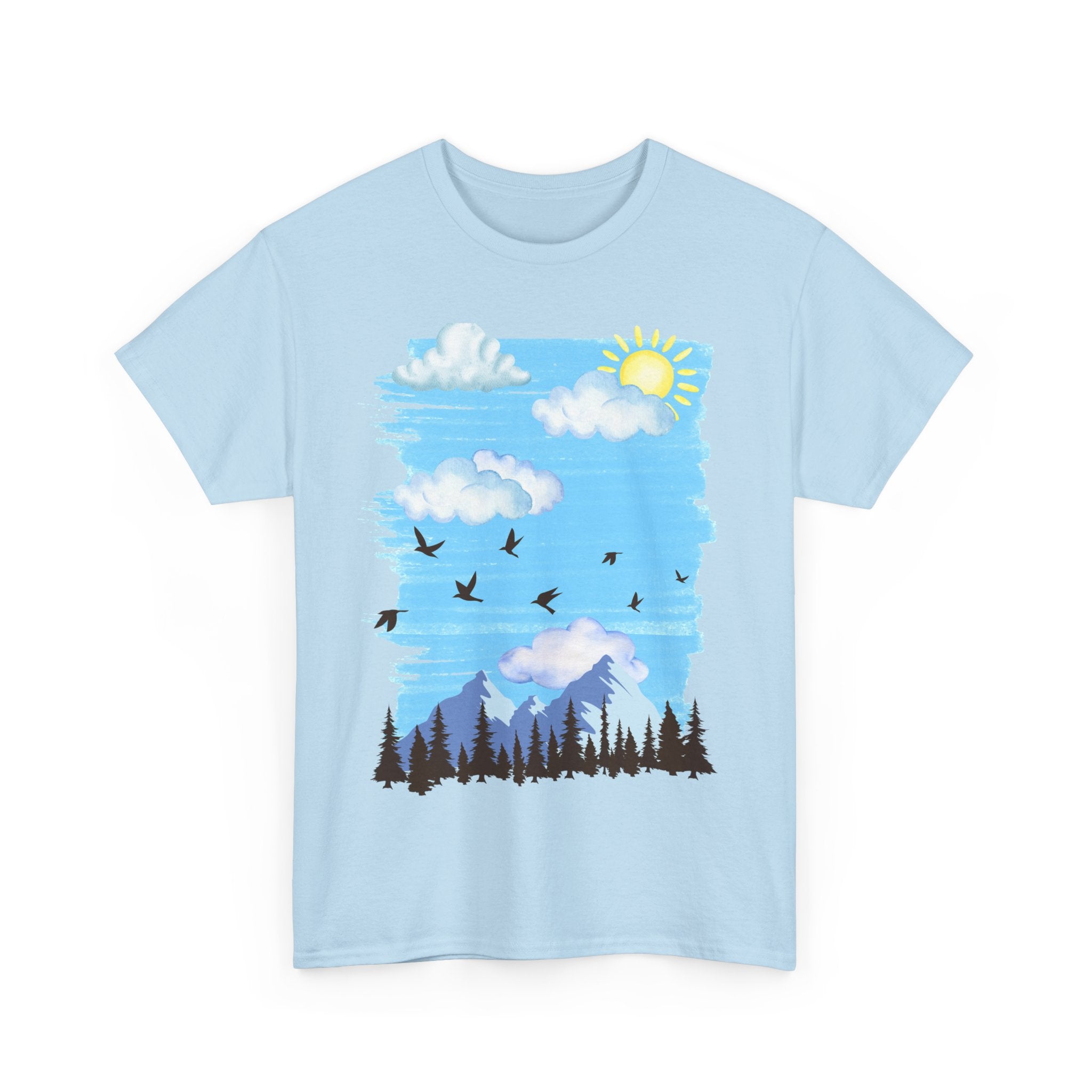 Sunny Sky Nature Tee, Comfortable T-Shirt for Outdoor Lovers, Unisex Tee for Hiking, Gifts for Nature Enthusiasts, Casual Wear, Summer Style