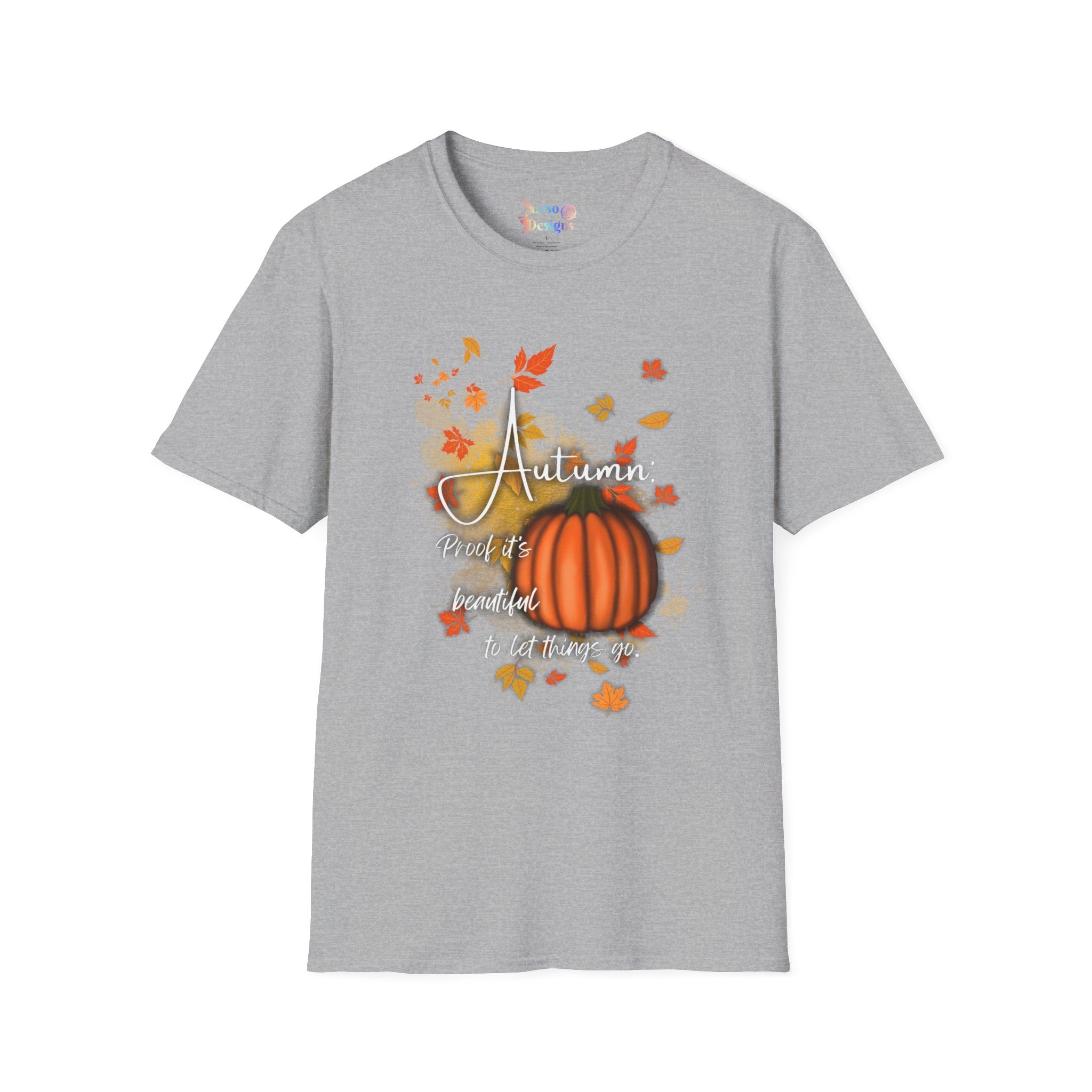 Autumn Vibes Unisex Softstyle T-Shirt, Fall Shirt, Pumpkin Tee, Seasonal Apparel, Comfortable Casual Wear, Perfect for Autumn Celebrations