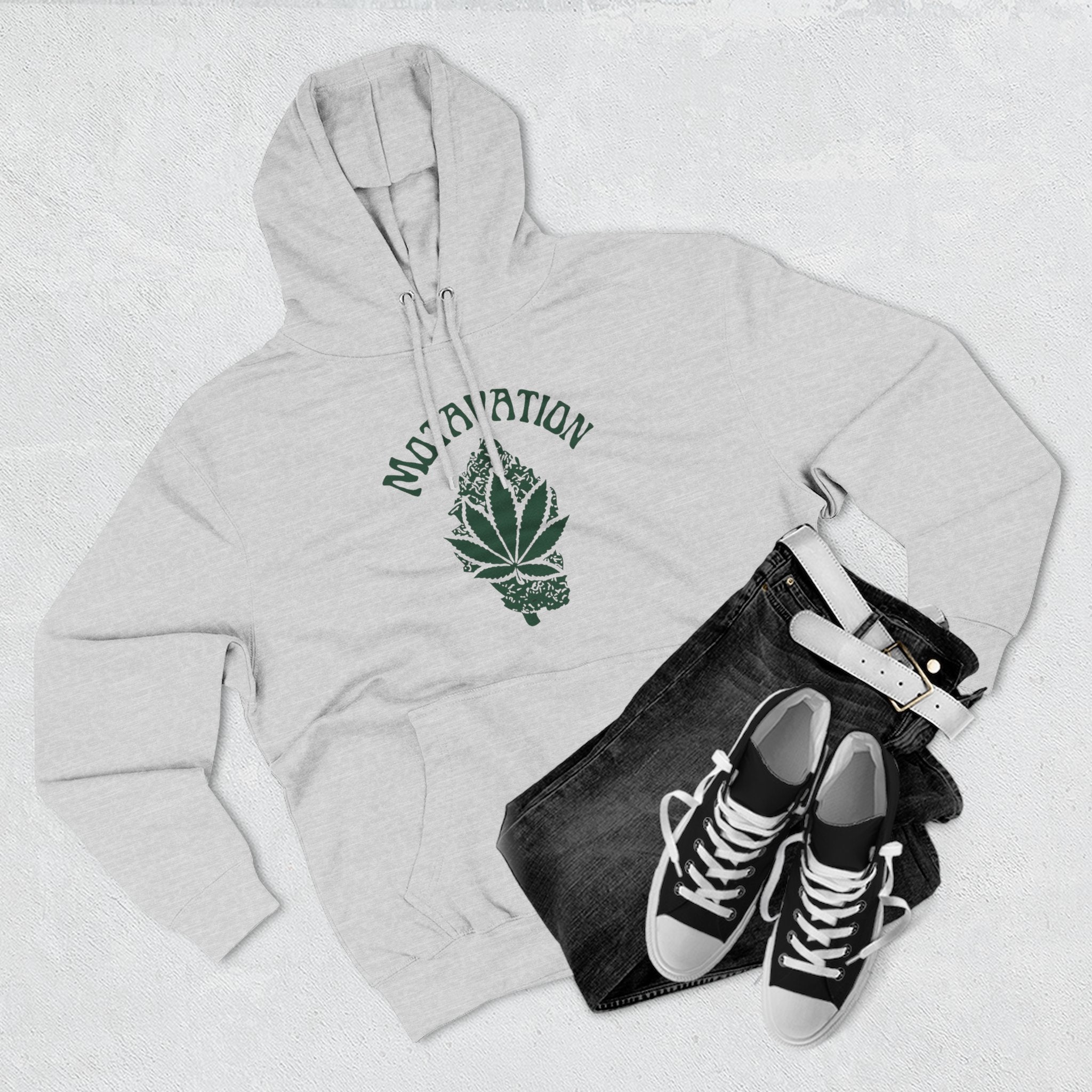 Fleece Hoodie - Motavation Marijuana Leaf & Bud Design