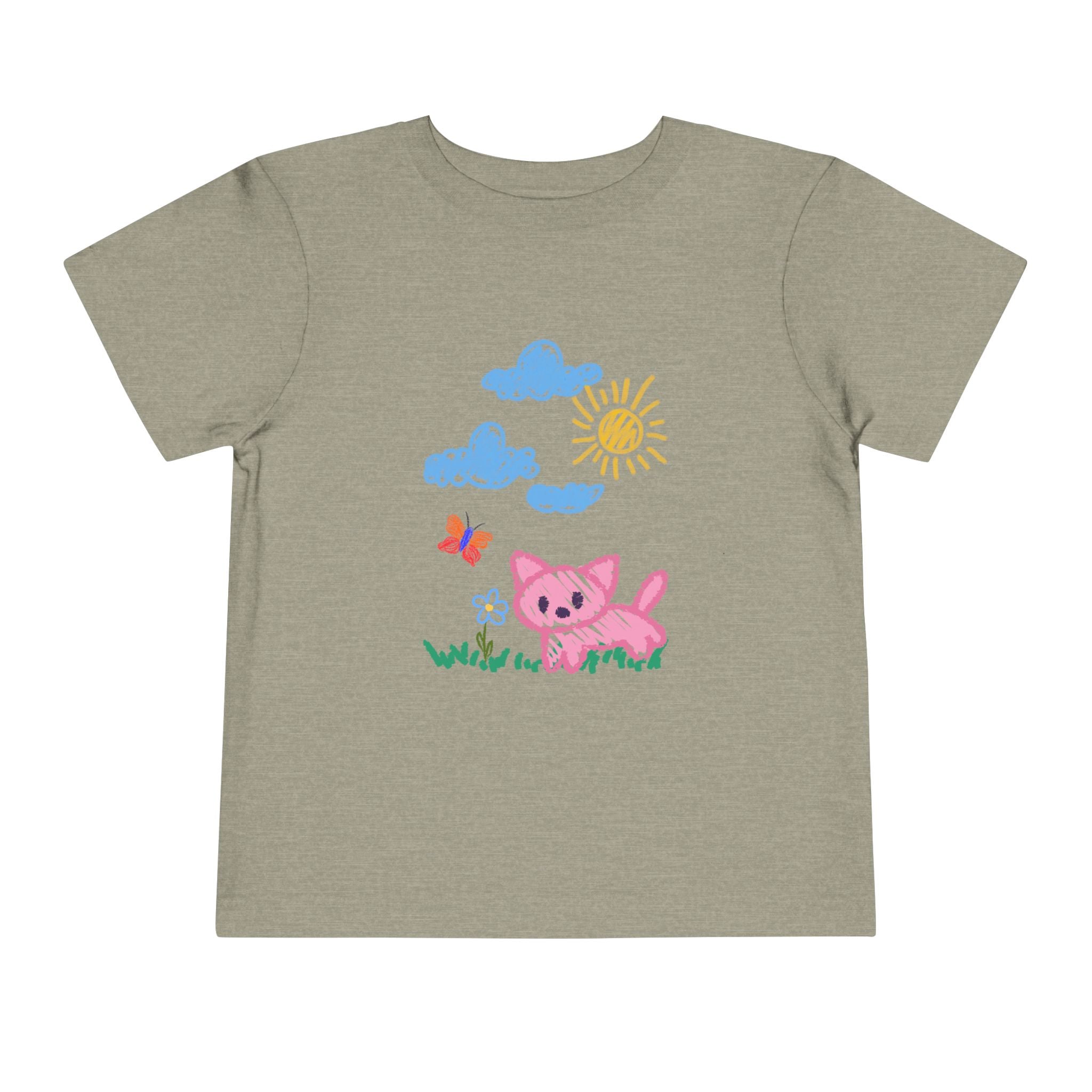 Toddler T-Shirt Cat Outside Crayon Drawing