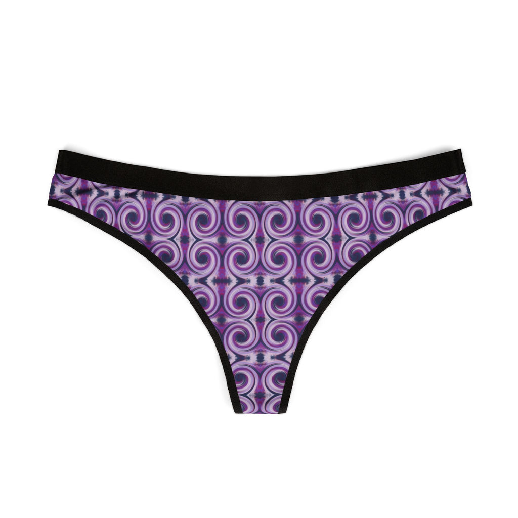 Stylish Women's Thongs, AOP, Purple Swirl Pattern, Comfortable Lingerie, Gift for Her, Everyday Wear, Vibrant Underwear