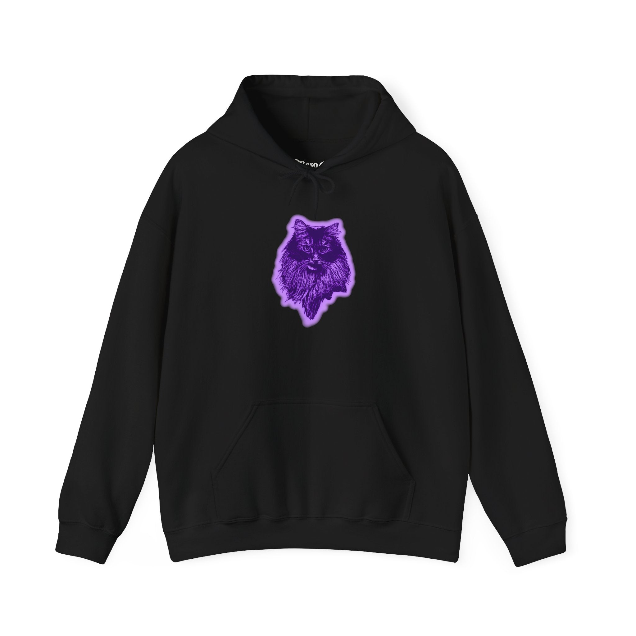 Purple Cat Graphic Hoodie, Unisex Sweatshirt, Cozy Gift for Dog Lovers, Fall Fashion, Birthday Present, Animal Lover Apparel