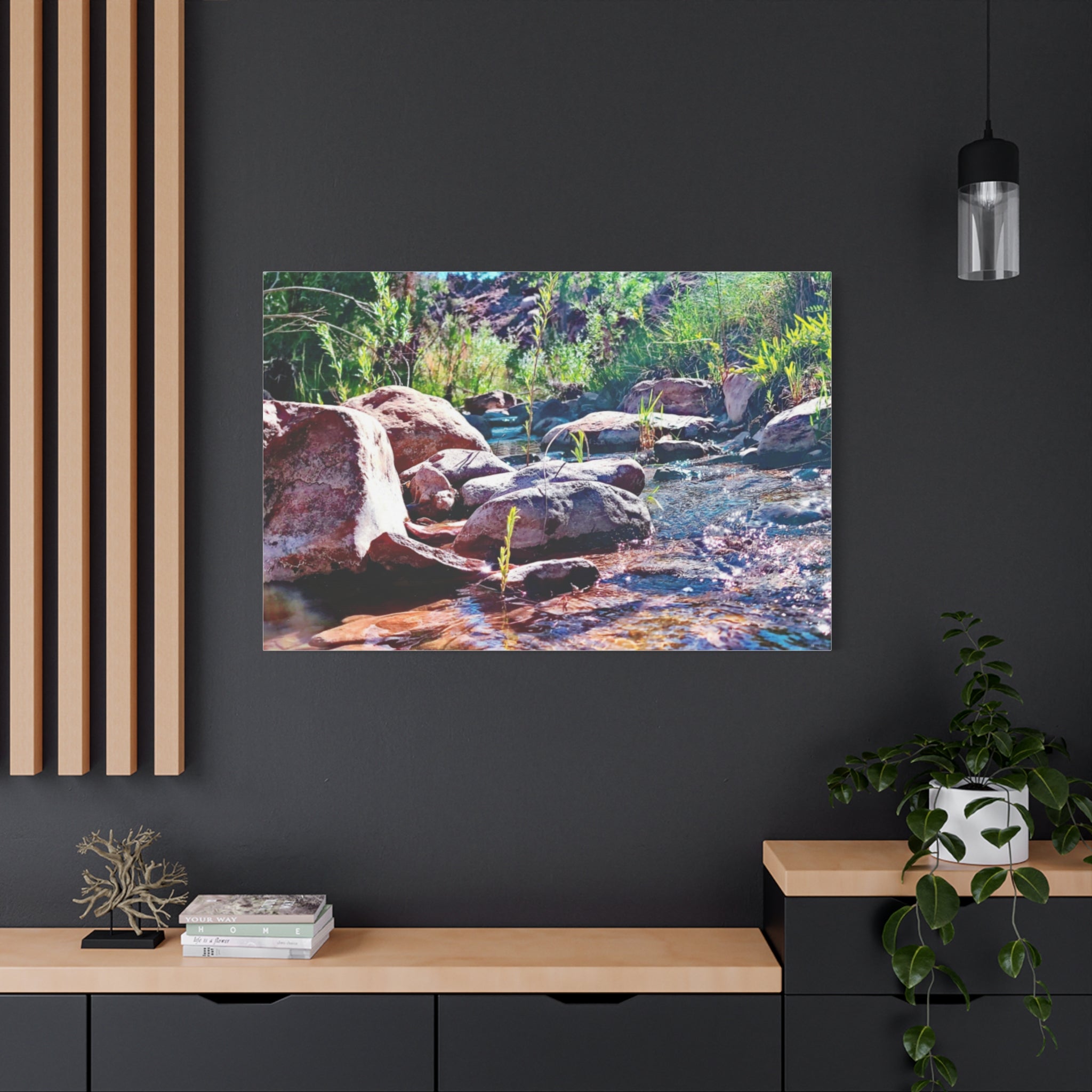 White Water Stream Art Canvas