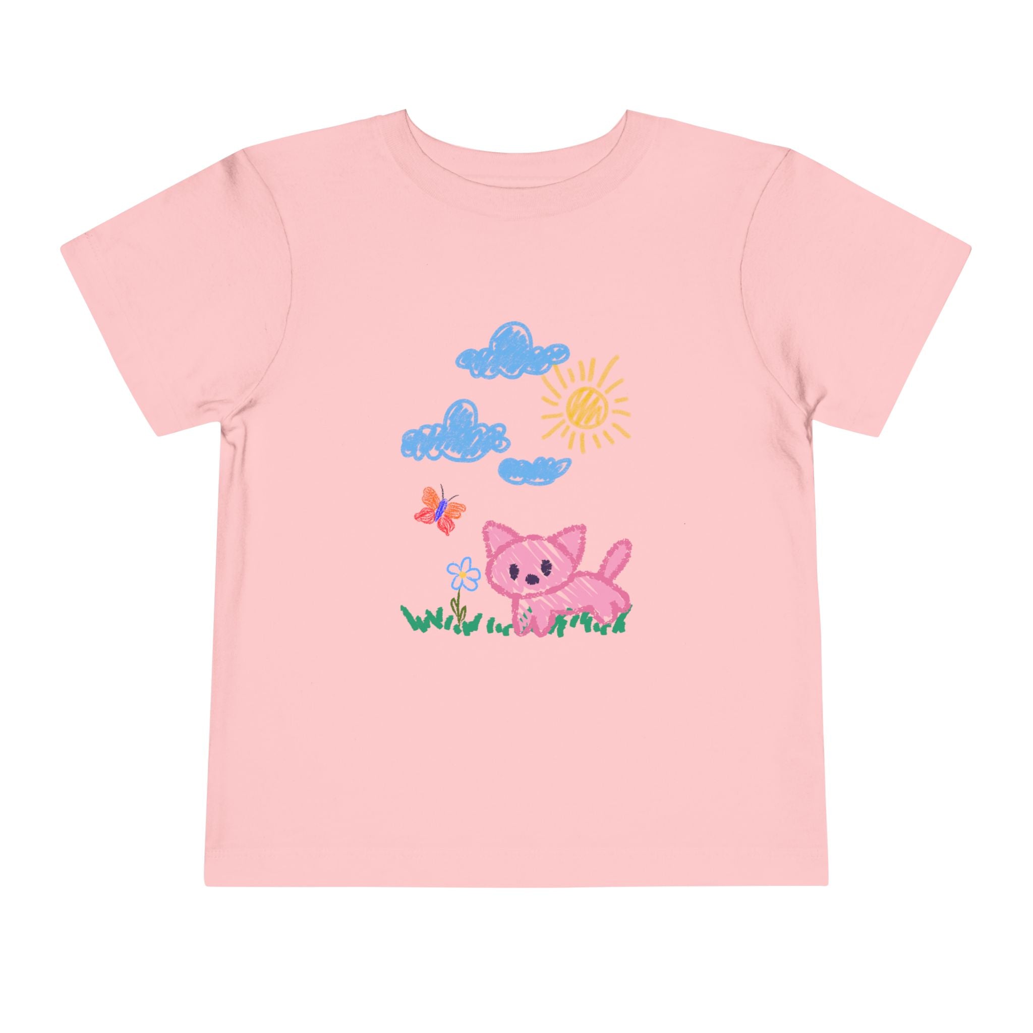 Toddler T-Shirt Cat Outside Crayon Drawing