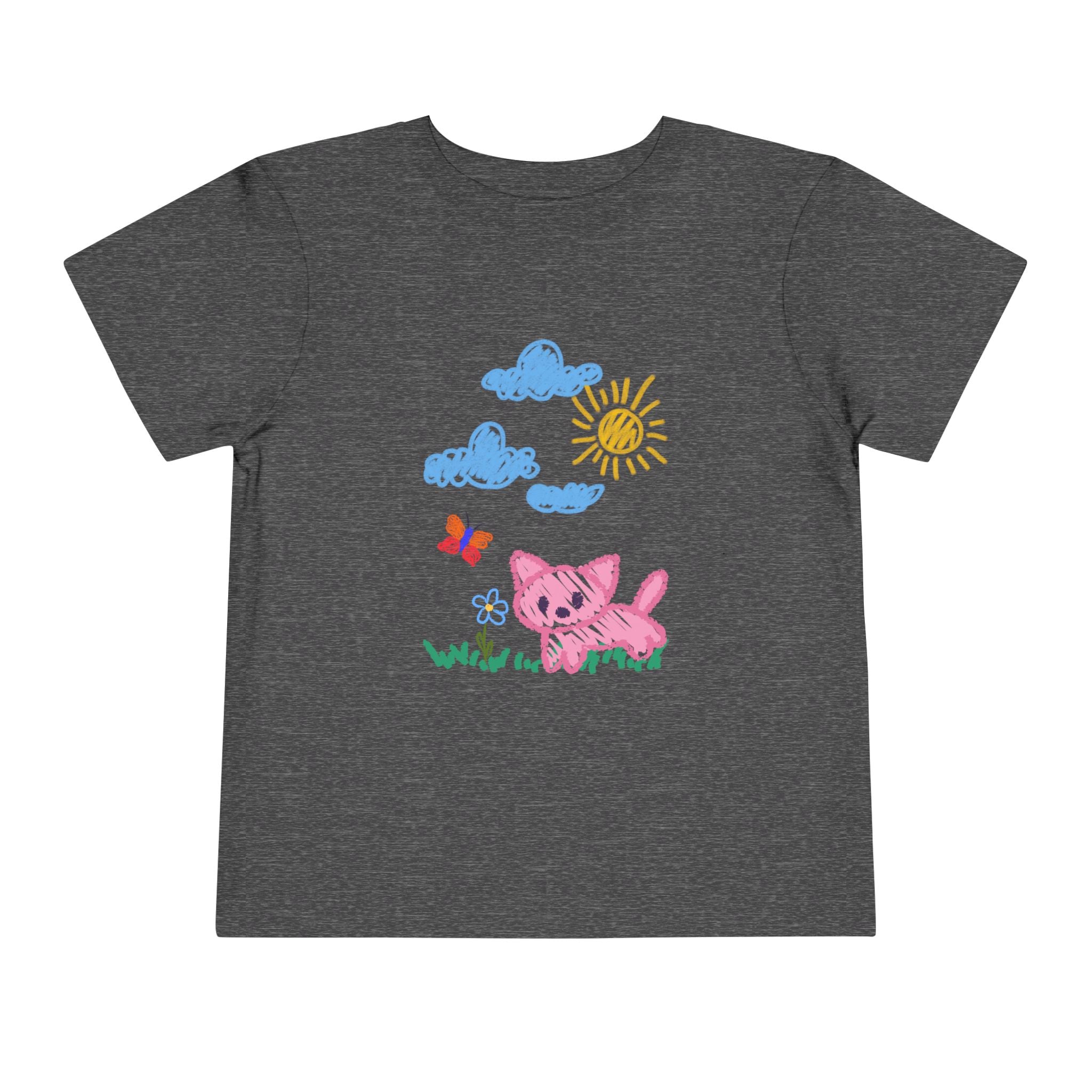 Toddler T-Shirt Cat Outside Crayon Drawing