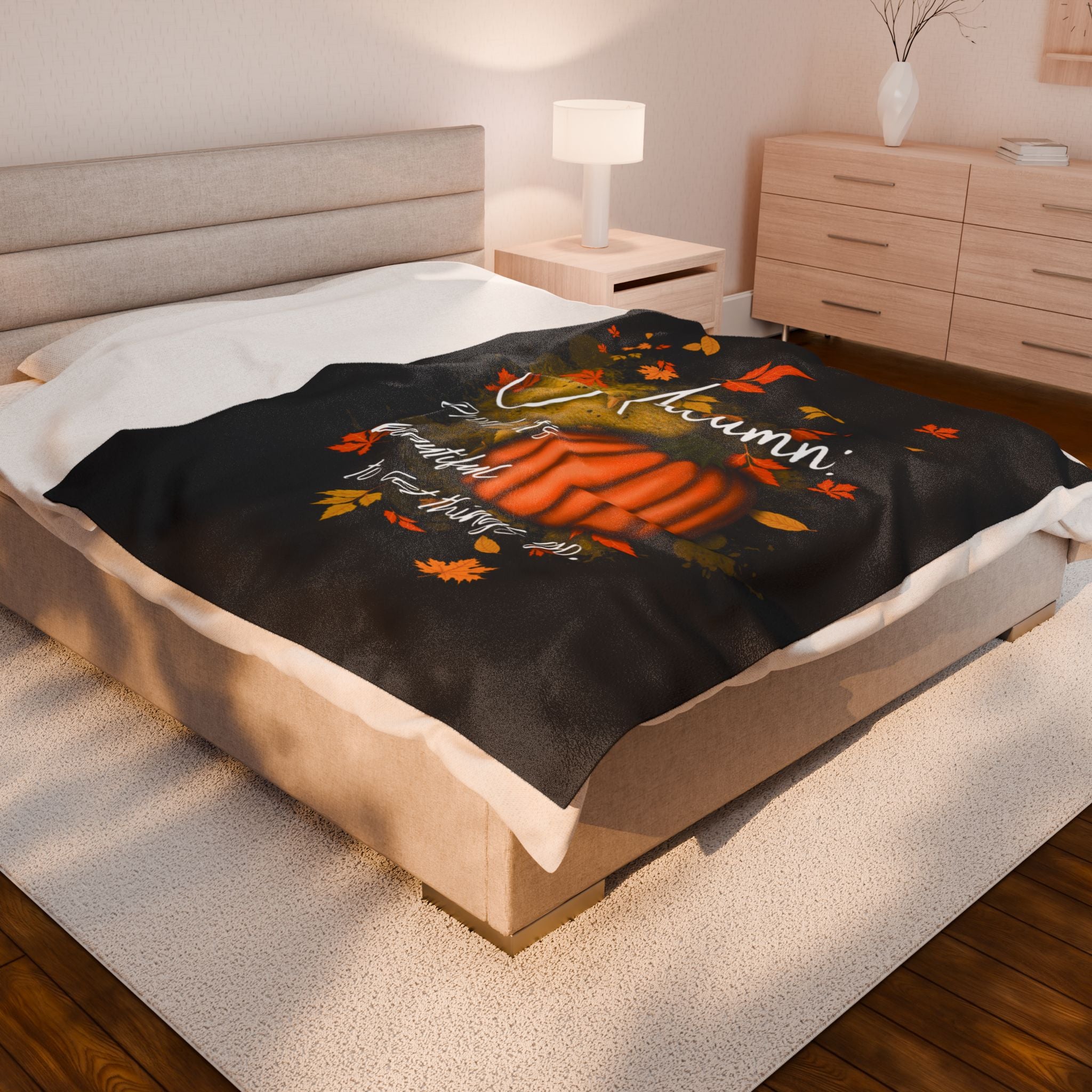 Autumn-Inspired Velveteen Plush Blanket - Cozy Fall Decor, Perfect for Thanksgiving, Gift for Nature Lovers, Home Comfort