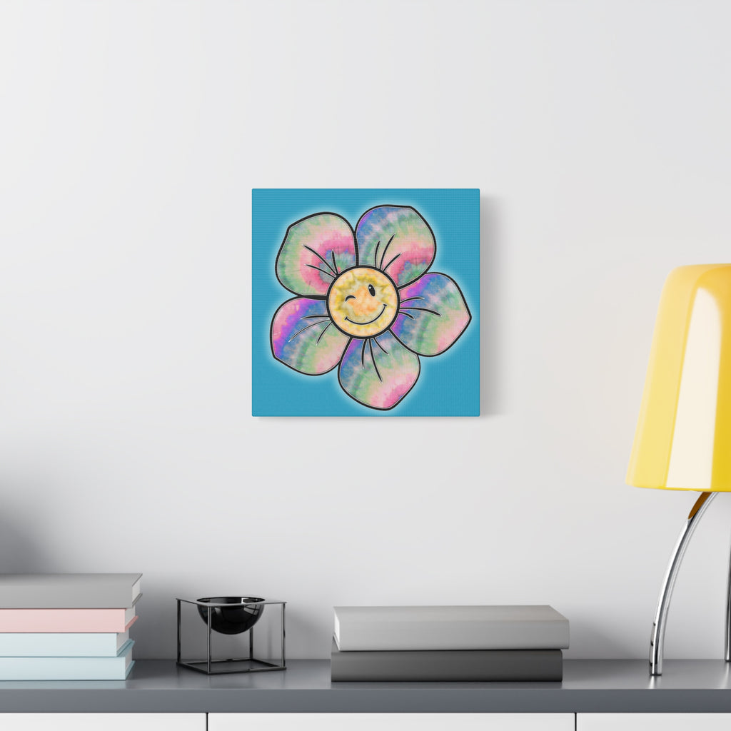 Canvas Print - Psychedelic Flower with Tye-Dye Petals and Winky Face