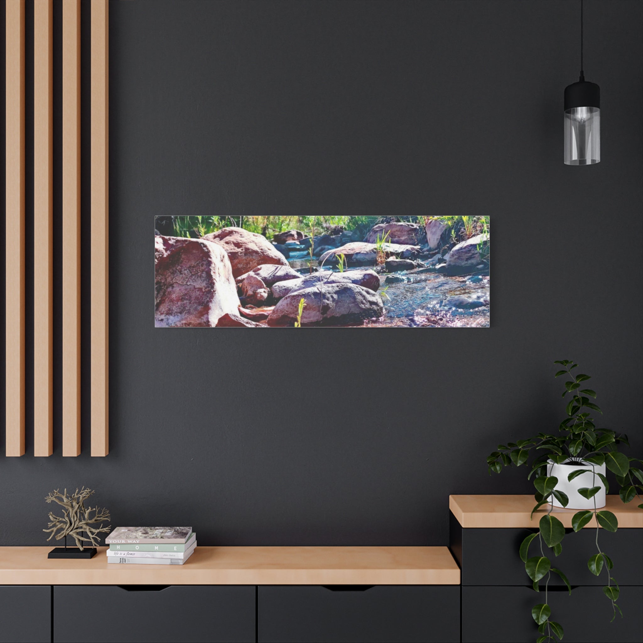 White Water Stream Art Canvas