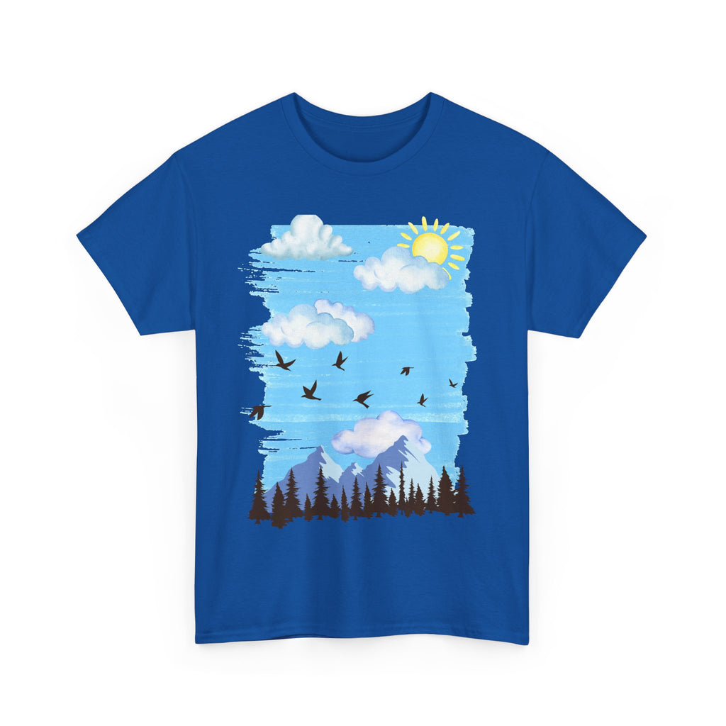 Sunny Sky Nature Tee, Comfortable T-Shirt for Outdoor Lovers, Unisex Tee for Hiking, Gifts for Nature Enthusiasts, Casual Wear, Summer Style